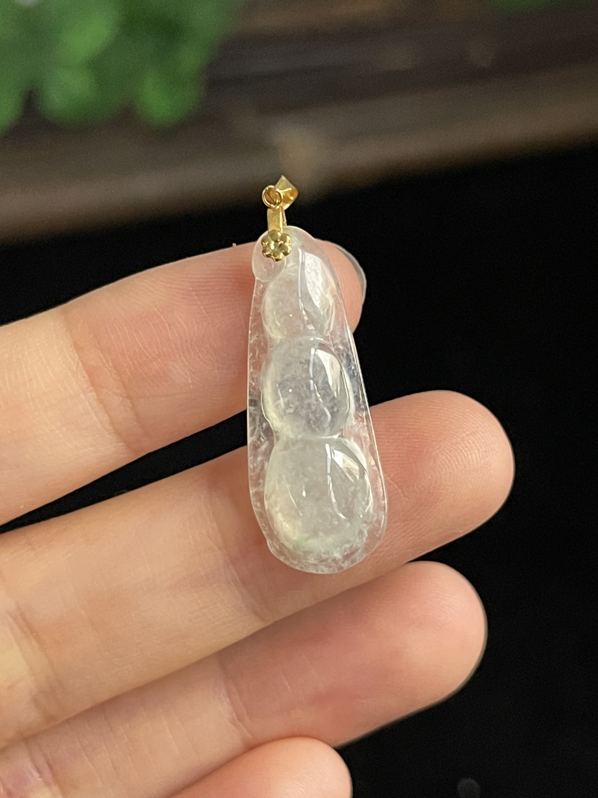 翡翠四季豆，印记：Au750