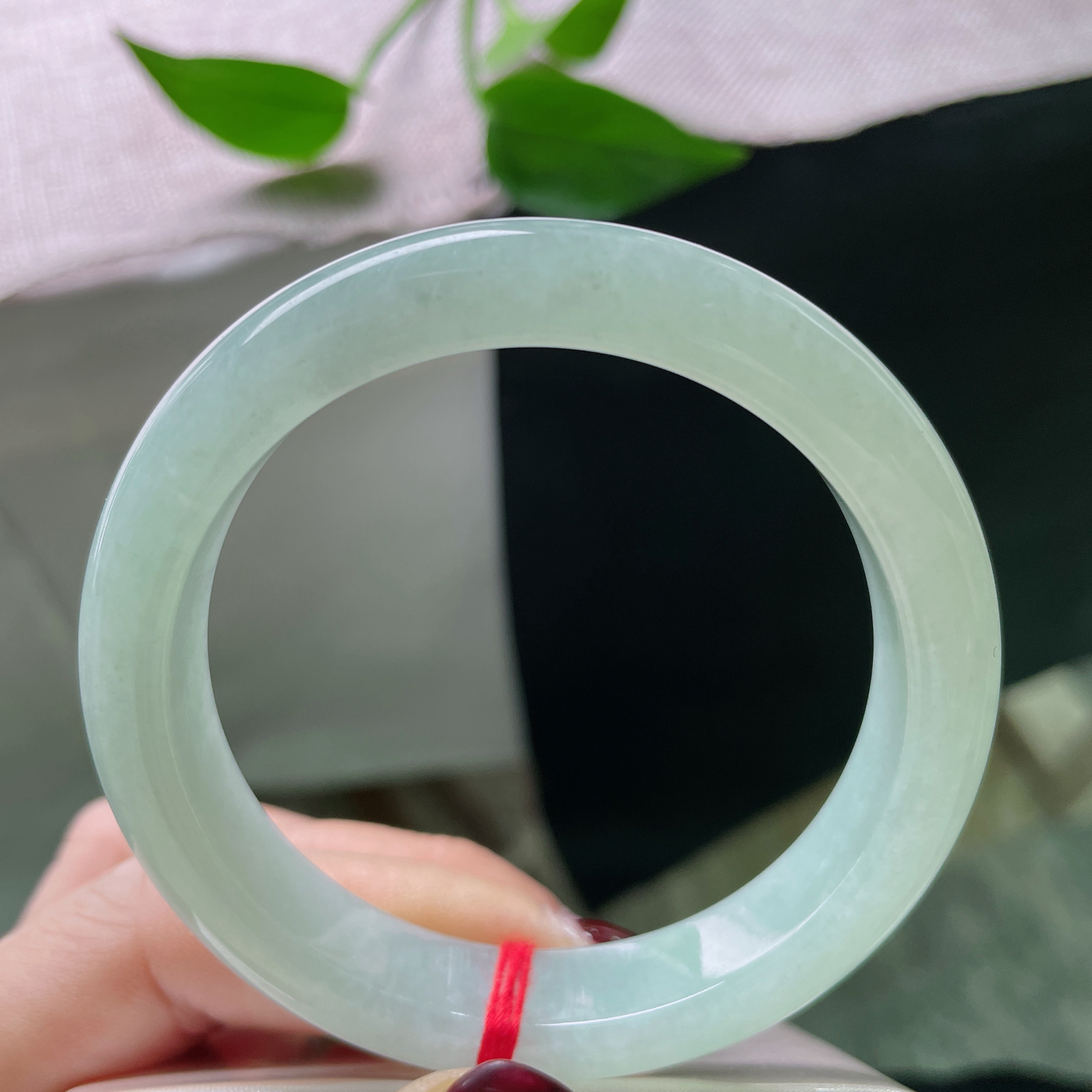 55.7/12.1/8.4，浅绿底正圈，芙蓉肉，圈一泓初醒的湖水，在腕间养一亩烟波。ss50710a..