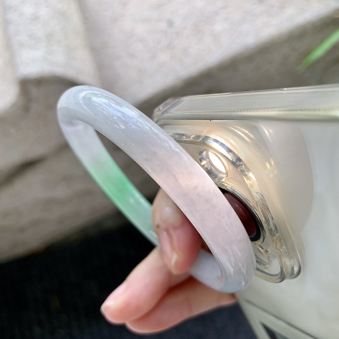 圆条52 53，圈口53/8.3/8.3，编码FL072763，糯冰椿彩，种老，细腻，打灯有纹线