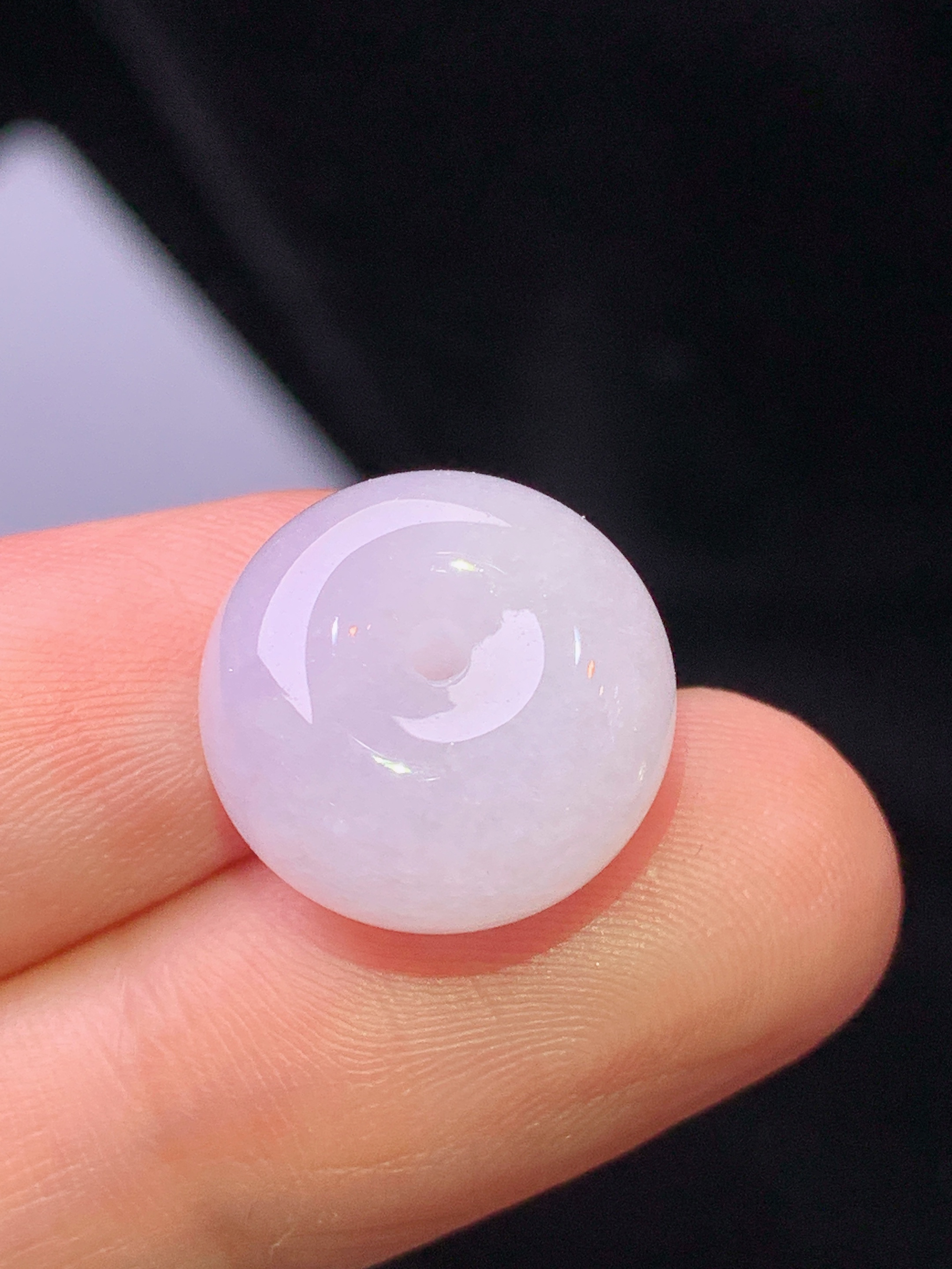 浅紫罗兰平安扣吊坠 玉质细腻 色泽艳丽清新 水润亮眼 整体尺寸14.6*8z1
