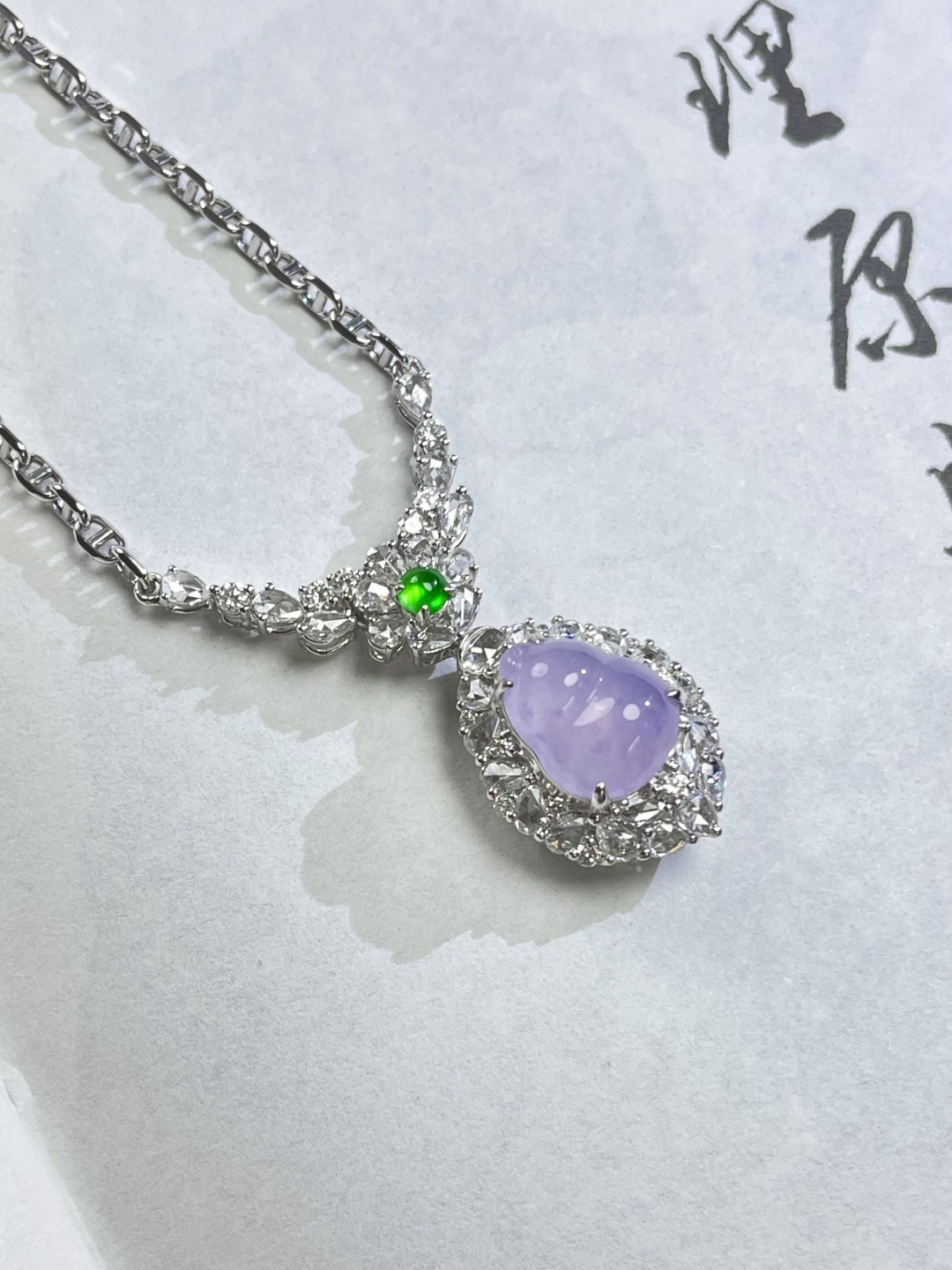 ️ ️新品 | 玻璃粉紫葫芦锁骨链，裸石 11*9*5mm