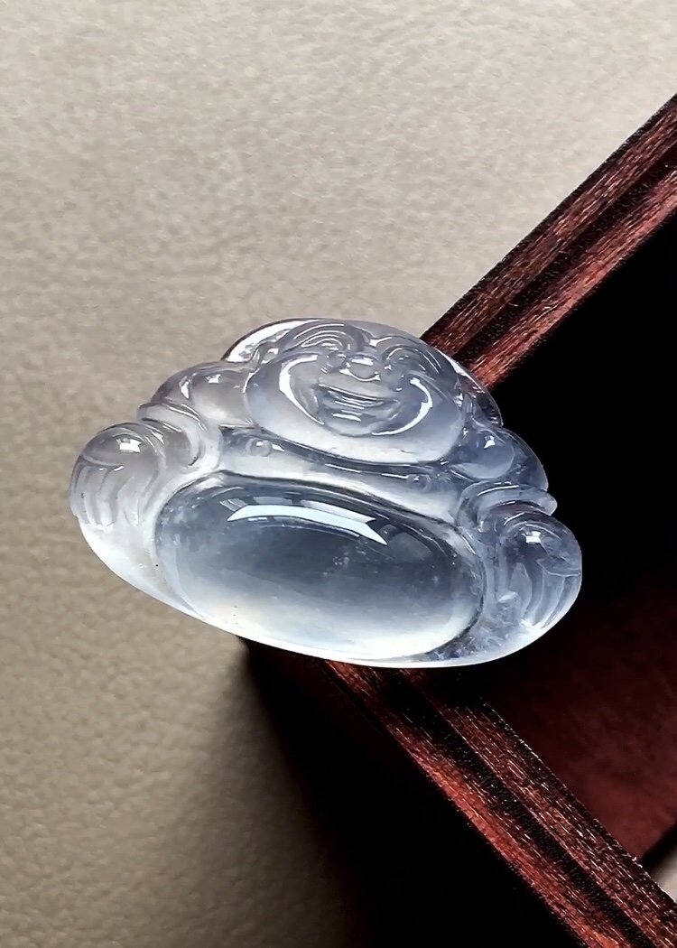 ️ 玻璃种佛公 底子水润，种老起胶，肚子鼓鼓的福气满满，无裂，尺寸24.2/16.2/6.3