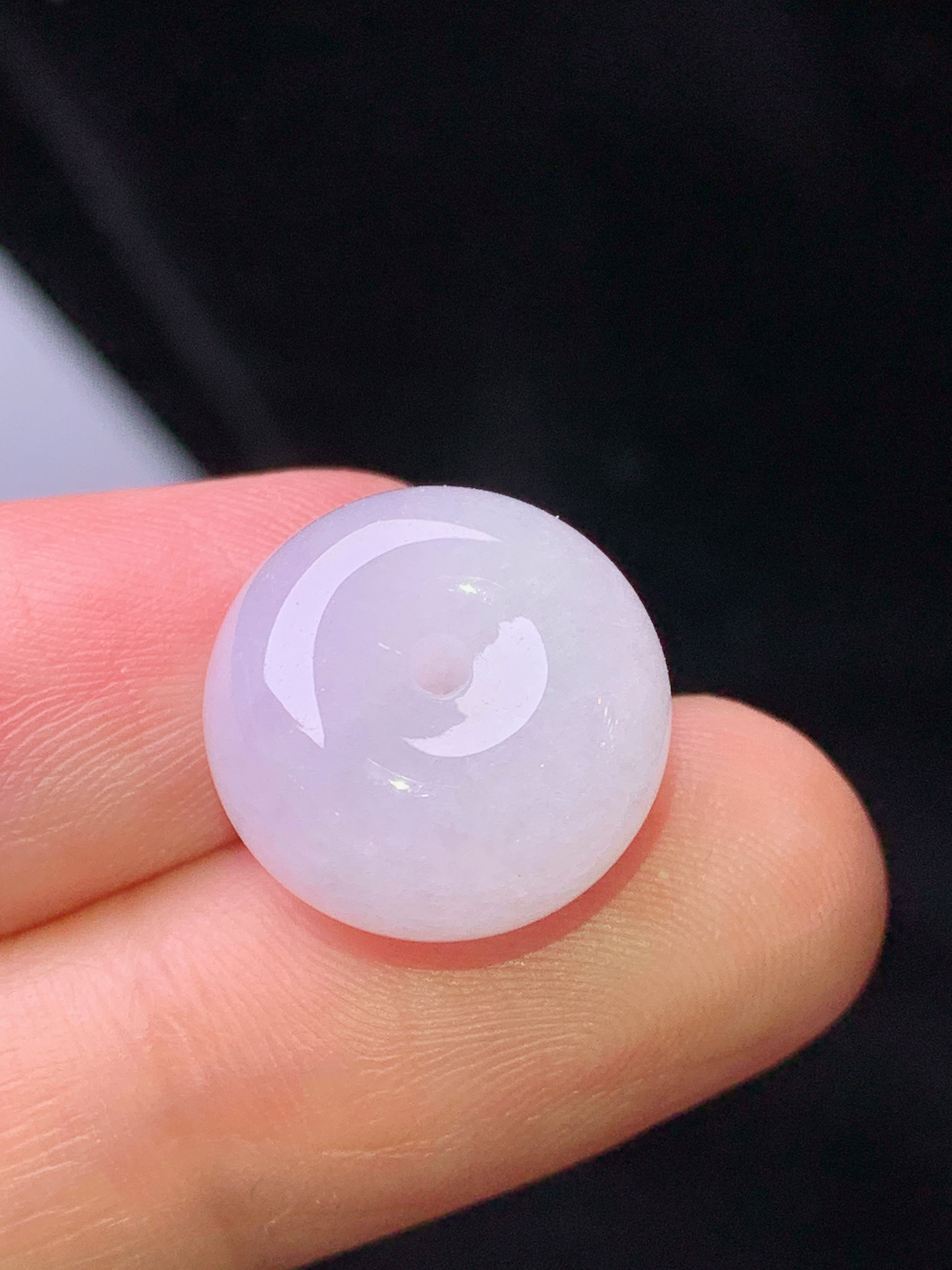 浅紫罗兰平安扣吊坠 玉质细腻 色泽艳丽清新 水润亮眼 整体尺寸14.6*8z1