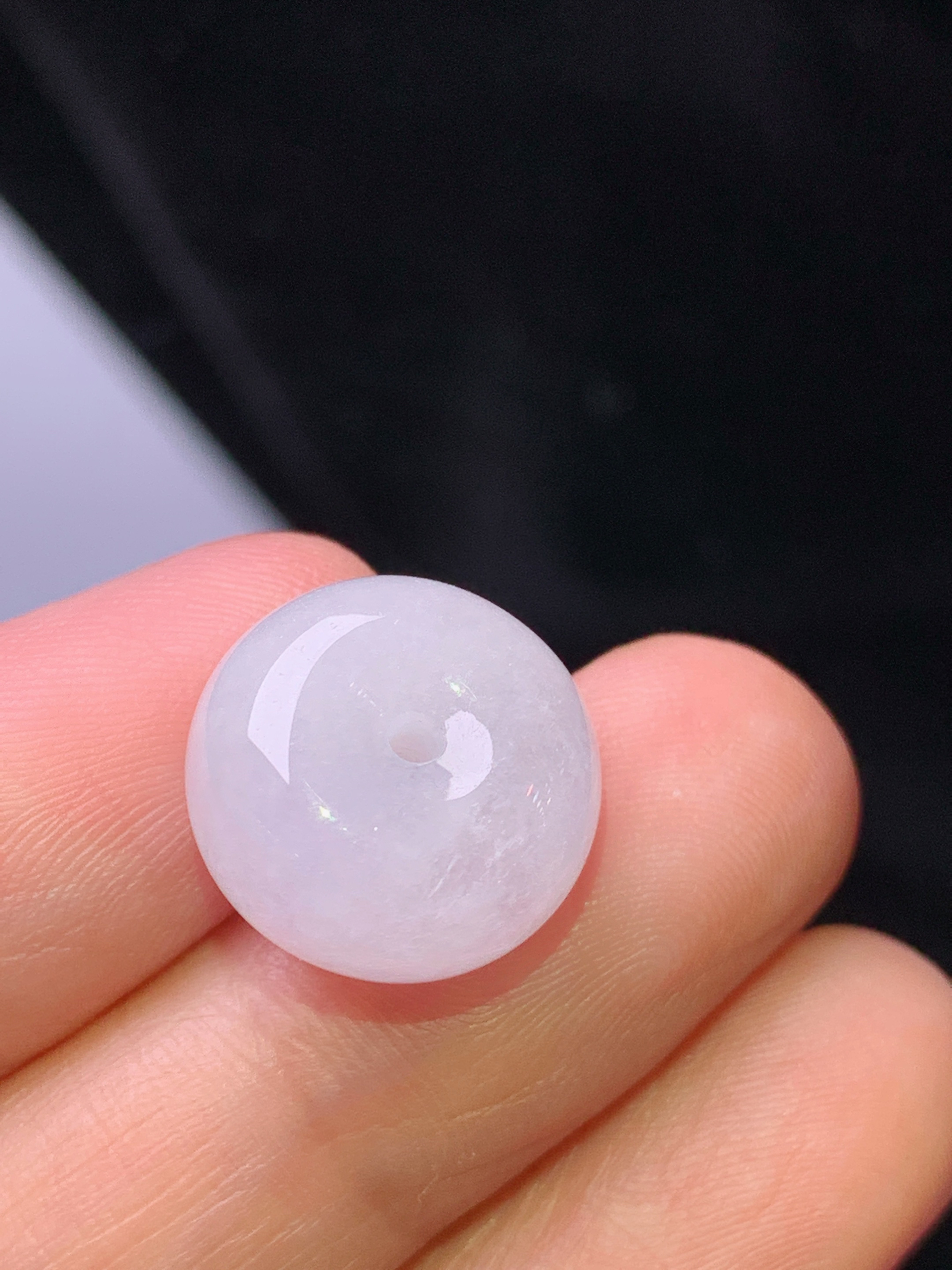 浅紫罗兰平安扣吊坠 玉质细腻 色泽艳丽清新 水润亮眼 整体尺寸14.6*8z1