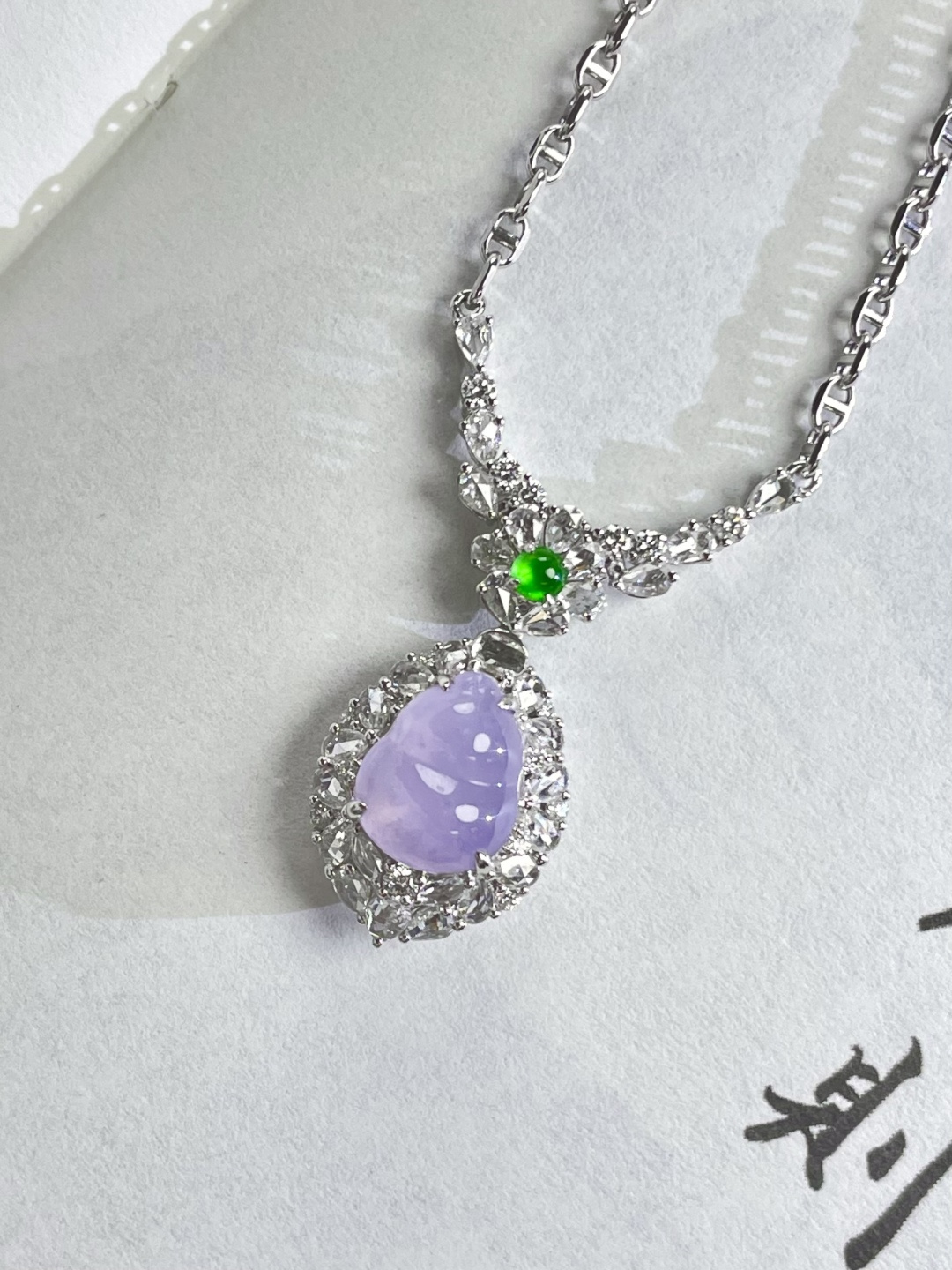 ️ ️新品 | 玻璃粉紫葫芦锁骨链，裸石 11*9*5mm