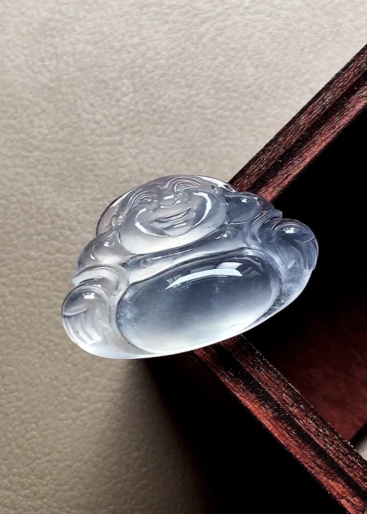 ️ 玻璃种佛公 底子水润，种老起胶，肚子鼓鼓的福气满满，无裂，尺寸24.2/16.2/6.3