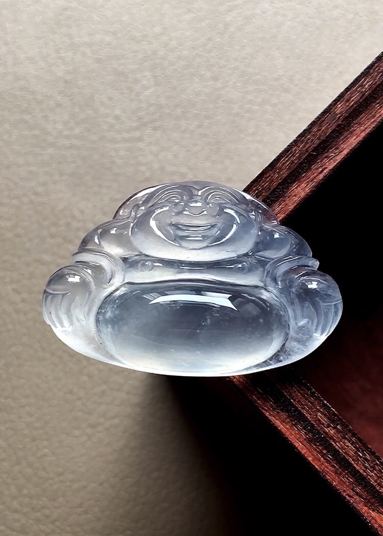 ️ 玻璃种佛公 底子水润，种老起胶，肚子鼓鼓的福气满满，无裂，尺寸24.2/16.2/6.3