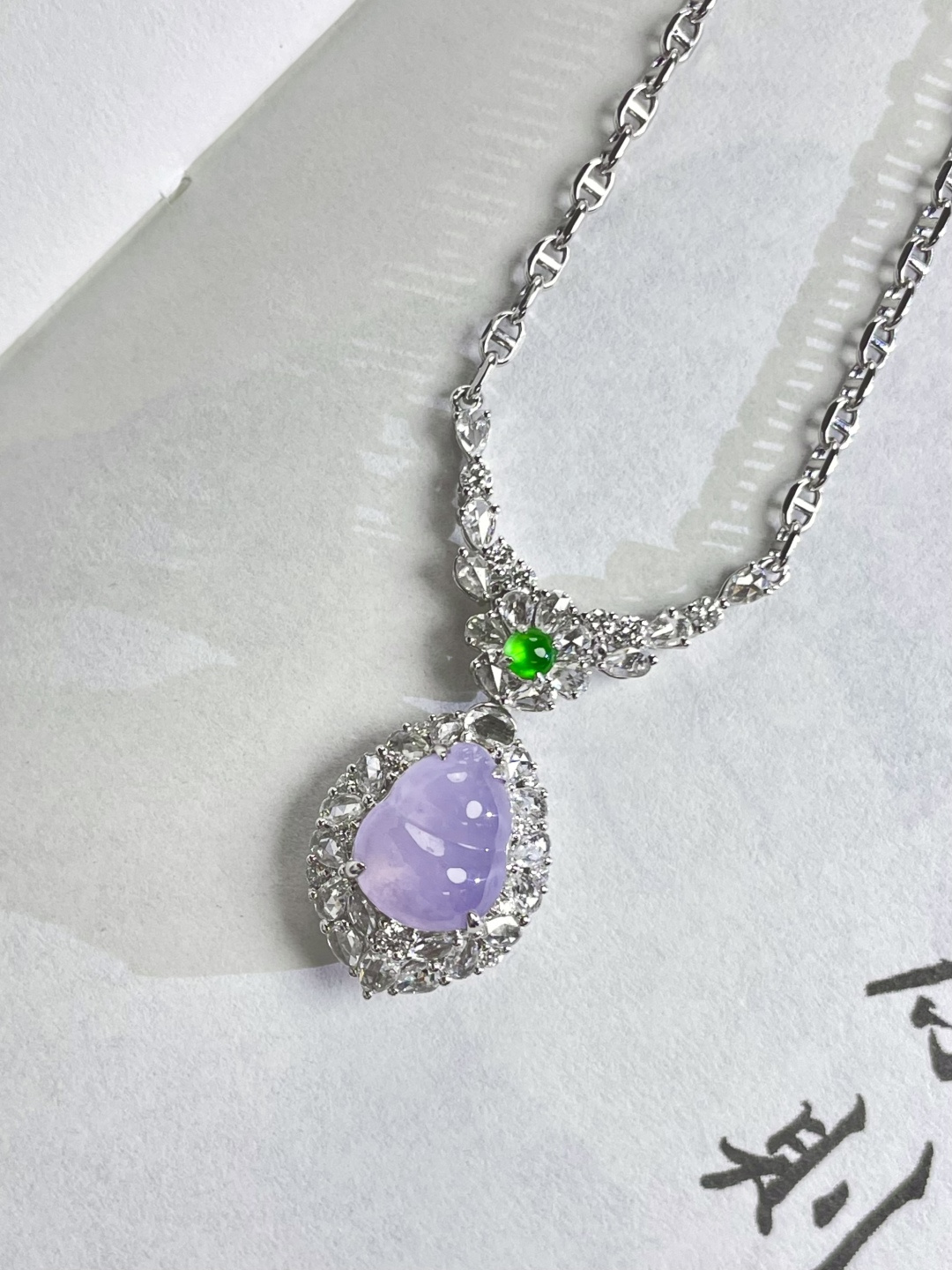 ️ ️新品 | 玻璃粉紫葫芦锁骨链，裸石 11*9*5mm