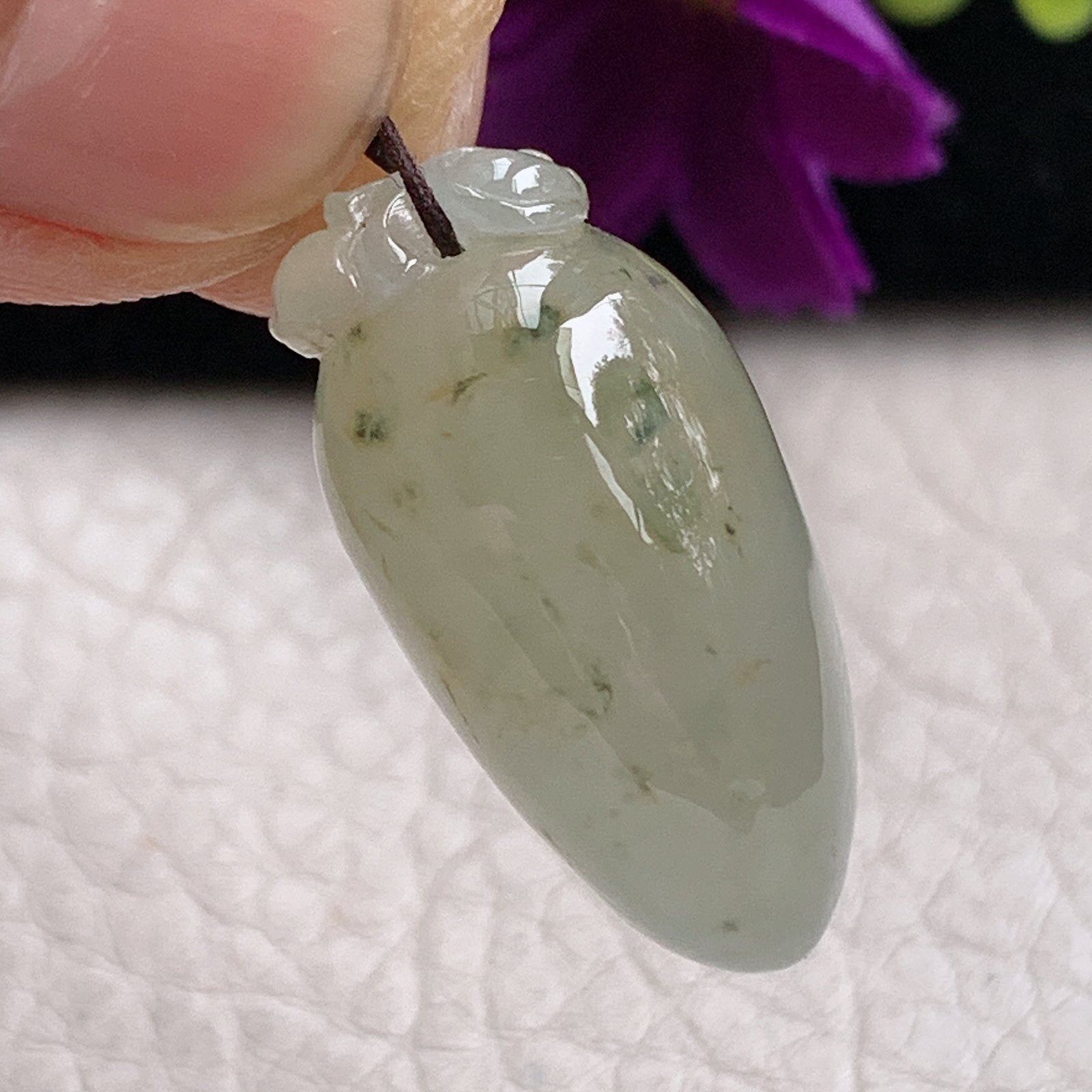 zz3实拍27*13*12天然缅甸翡翠冰透黄翡飘花福瓜吊坠