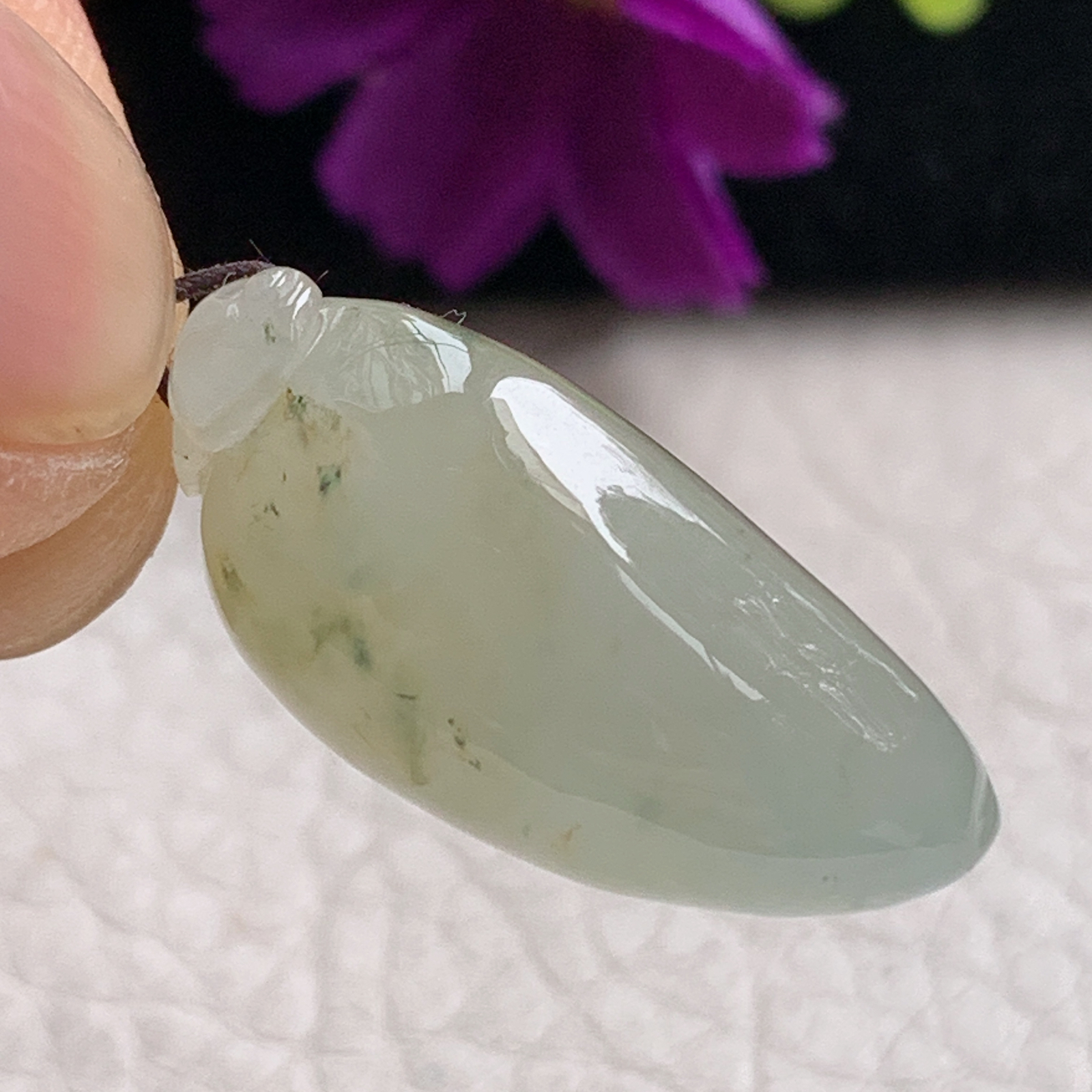 zz3实拍27*13*12天然缅甸翡翠冰透黄翡飘花福瓜吊坠