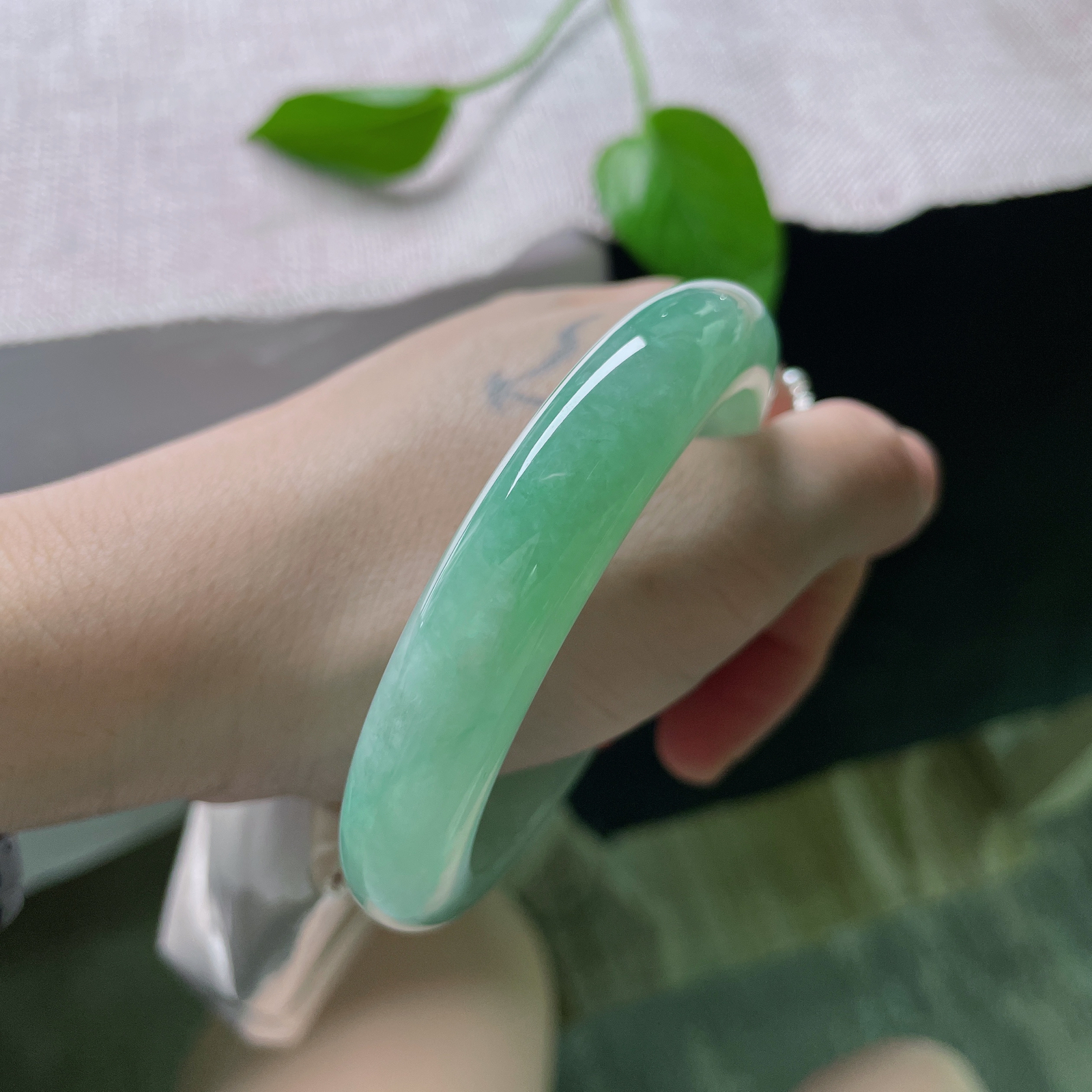57.6/12/8.8，绿底正圈，春色满园，水润，细腻，优雅，晶体！ss52587a