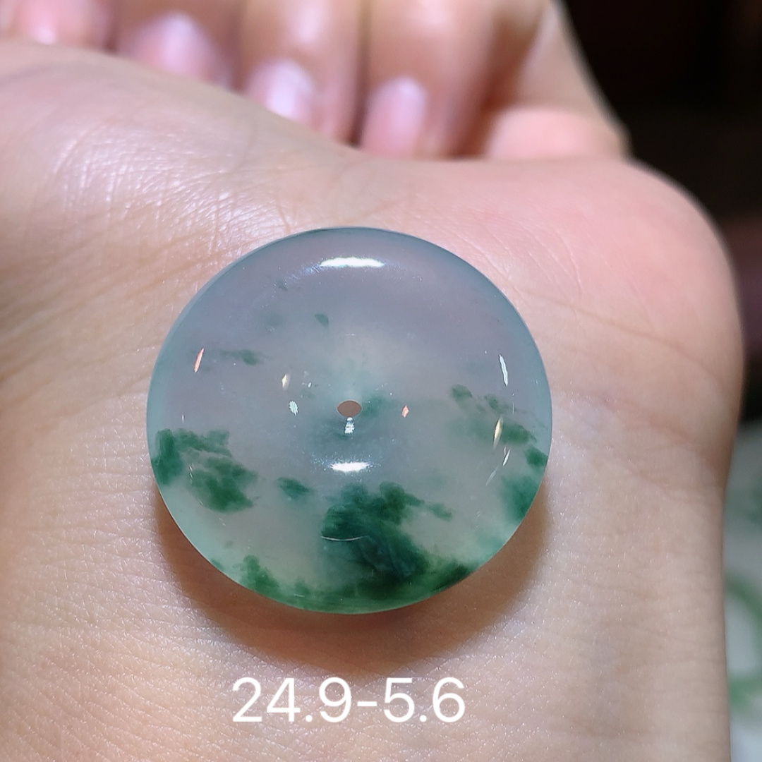 高冰飘花平安扣挂件冰润通透，种老油润起胶，佩戴优雅气质货号43503，24.9/5.6
