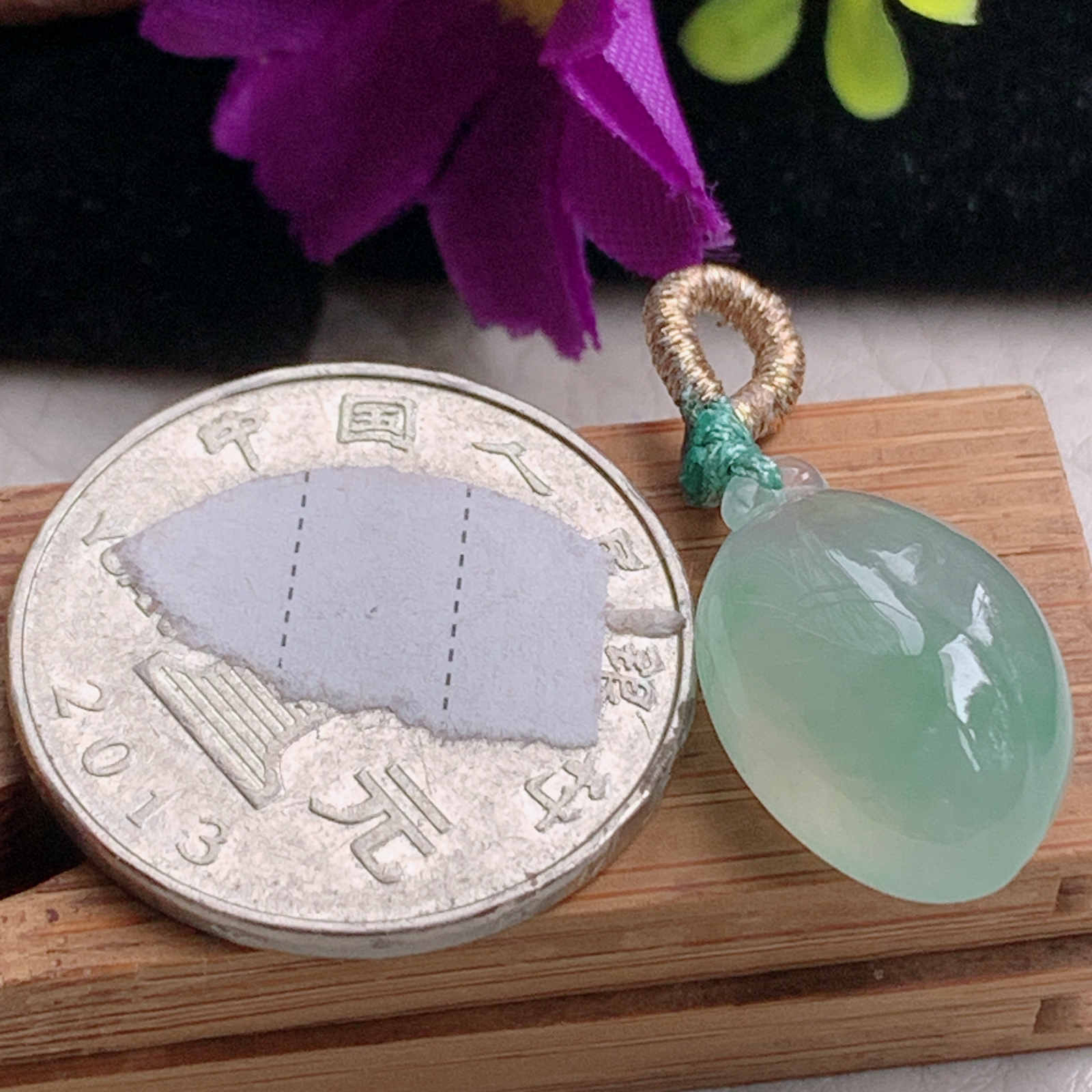 zz3实拍19.3*12.3*8.2天然缅甸翡翠晴水冰种小福瓜吊坠 宝宝平安玉坠