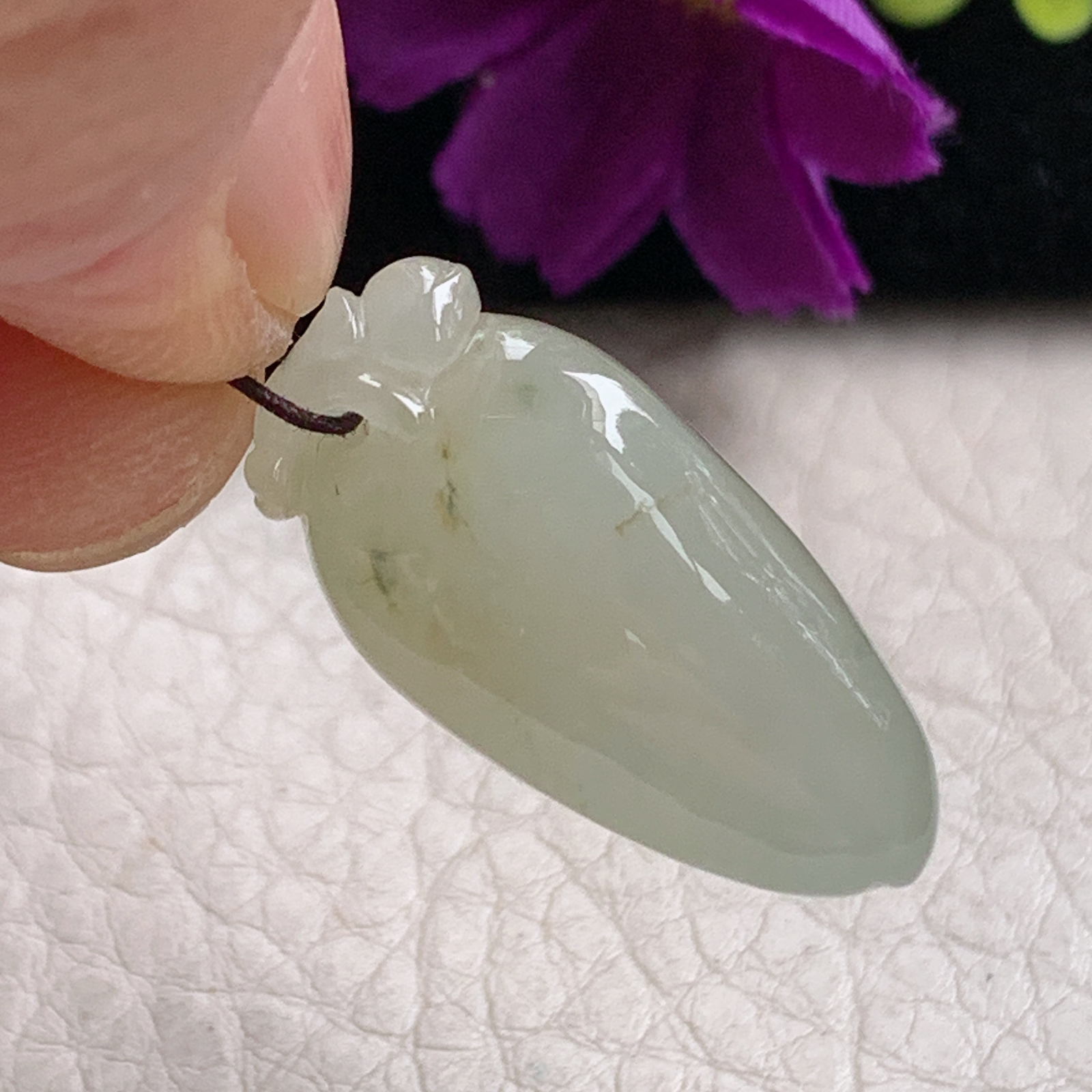 zz3实拍27*13*12天然缅甸翡翠冰透黄翡飘花福瓜吊坠