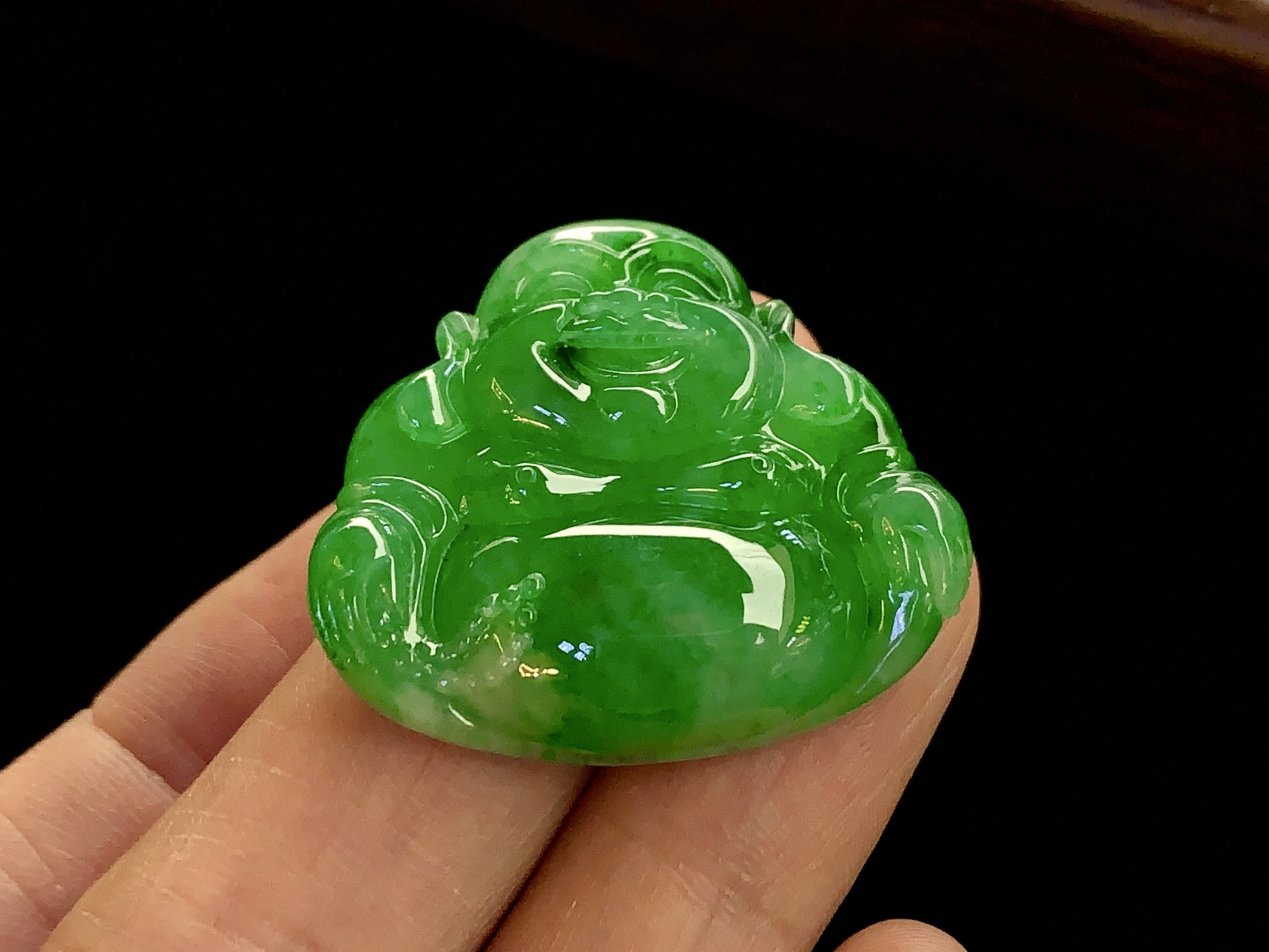 ️ 冰绿佛公，翠色浓郁鲜亮，佛光蕴韵，尺寸28.3×32.3×7.1