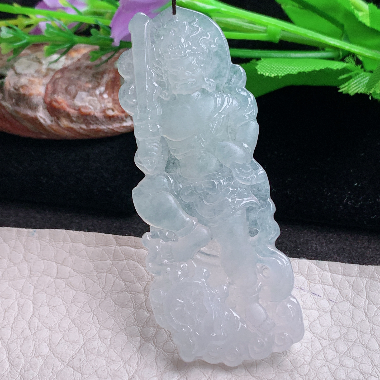 Ktj实拍71*28.2*5天然缅甸翡翠不动明王吊坠 生肖守护神玉坠