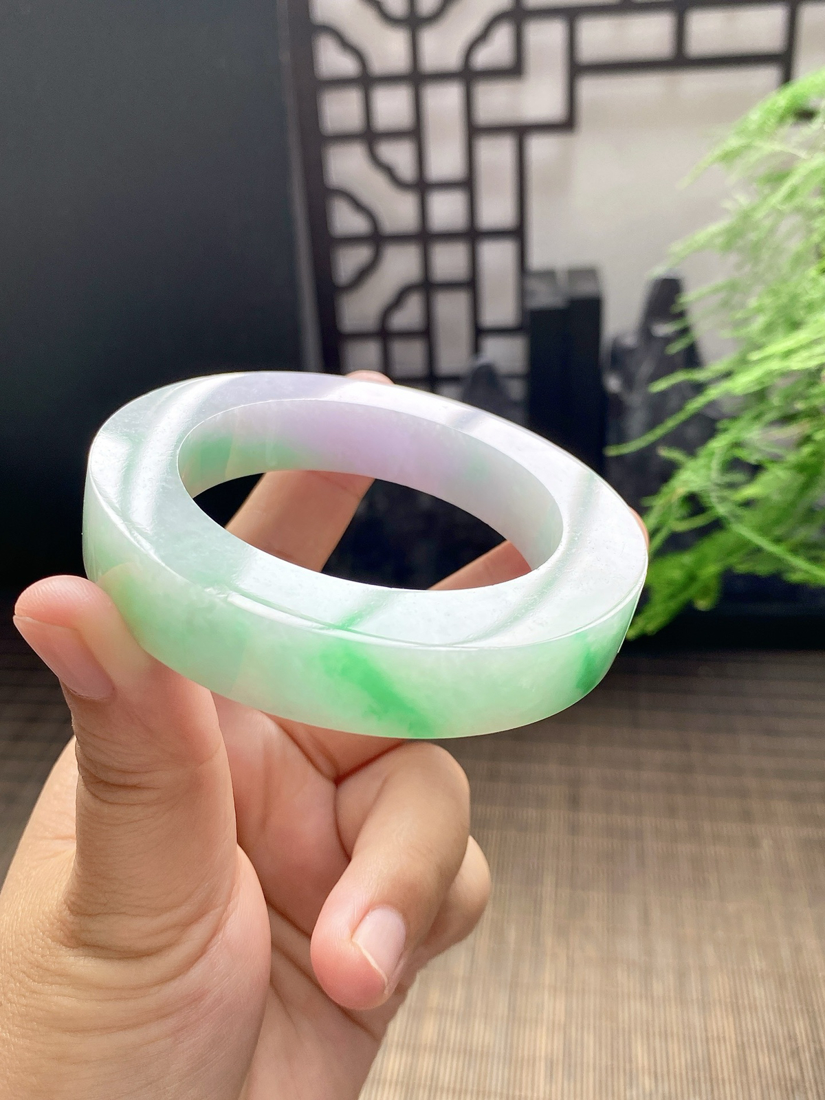 【春彩手镯胚】【尺寸】51.5-72-12，含镯心