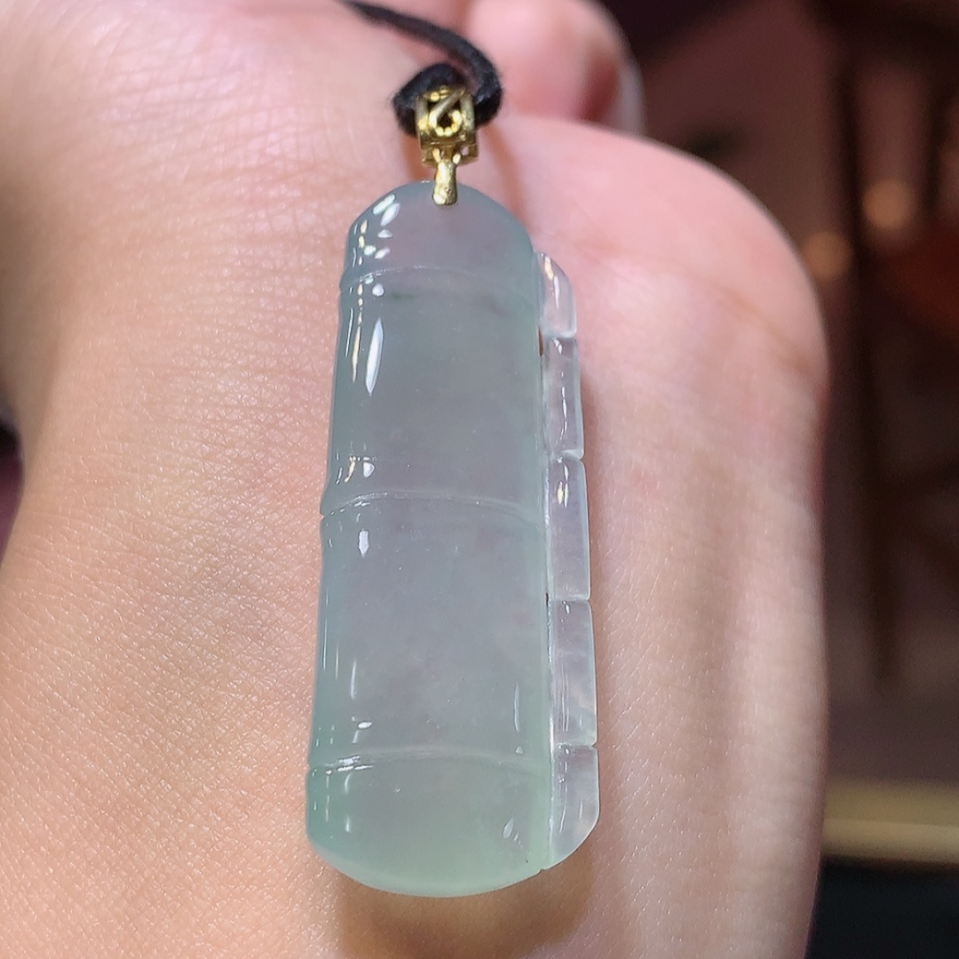 冰竹节吊坠 节节高 底子水润十足，品相讨喜，佩戴吉祥美好，货号102503，41/15.4/5.6