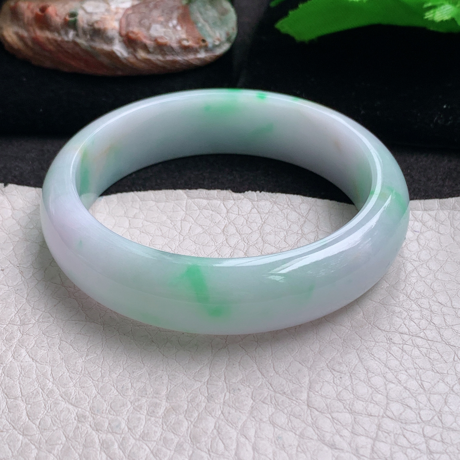 hy实拍56.5*15*7.5轮胎镯 天然缅甸翡翠手镯飘阳绿正圈玉镯子