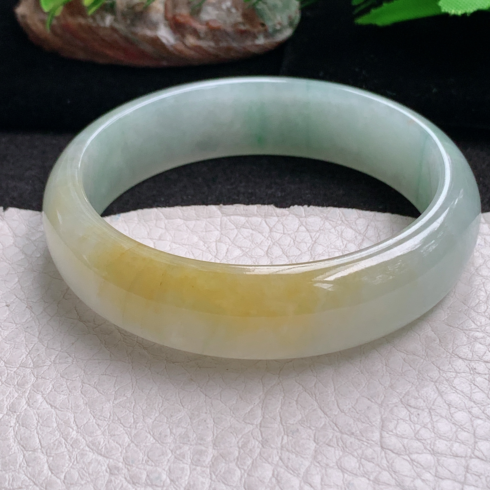 hh实拍57.5*15.5*7.5招财轮胎镯 天然缅甸翡翠手镯冰双彩正圈玉镯子