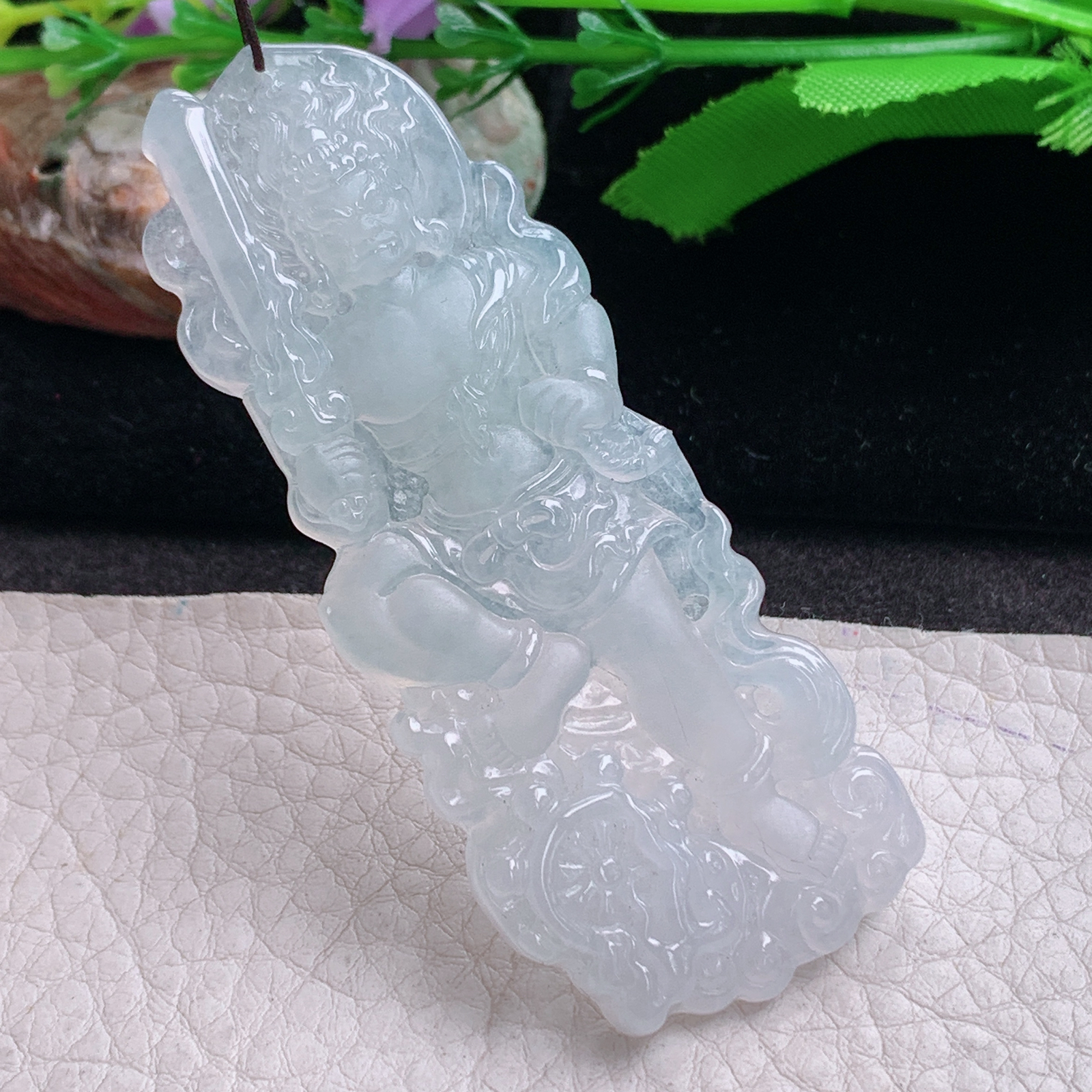 Ktj实拍71*28.2*5天然缅甸翡翠不动明王吊坠 生肖守护神玉坠