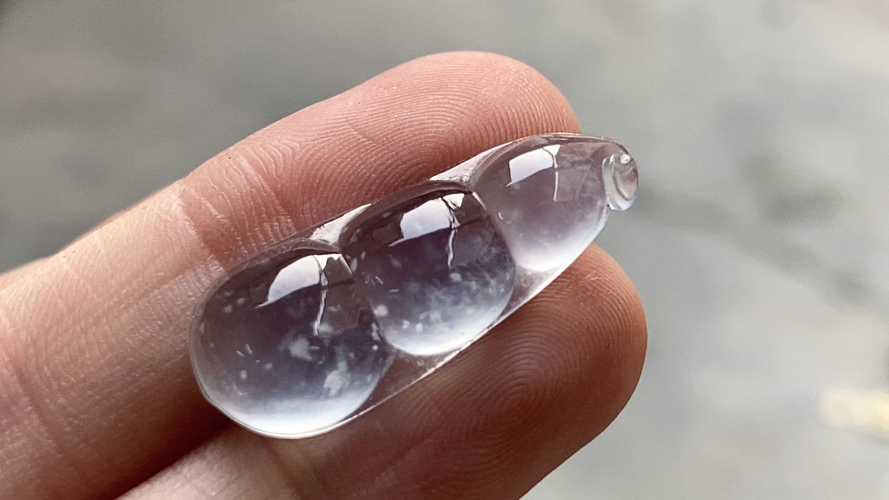 ️ 玻璃种雪花棉四季豆，完整，26.8/10.6/4.8