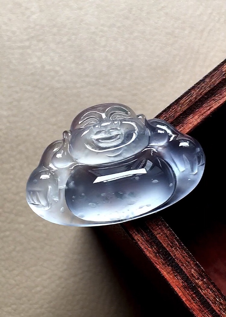 ️ 玻璃种木那飘花佛公，飘花灵动无比，荧润起光，无裂，尺寸22.8/15/4.3