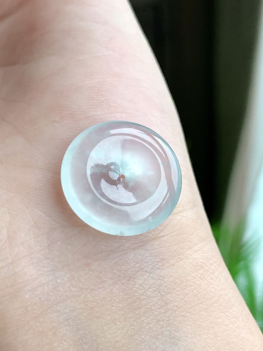玻璃种木那雪花棉平安扣吊坠，性比高，意境美，尺寸18.7/3.6，编号2.8克