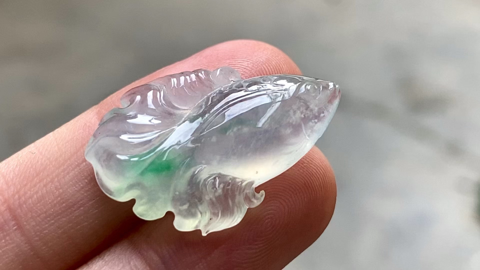 ️ 玻璃种飘绿金鱼，27.2/17.5/6.5