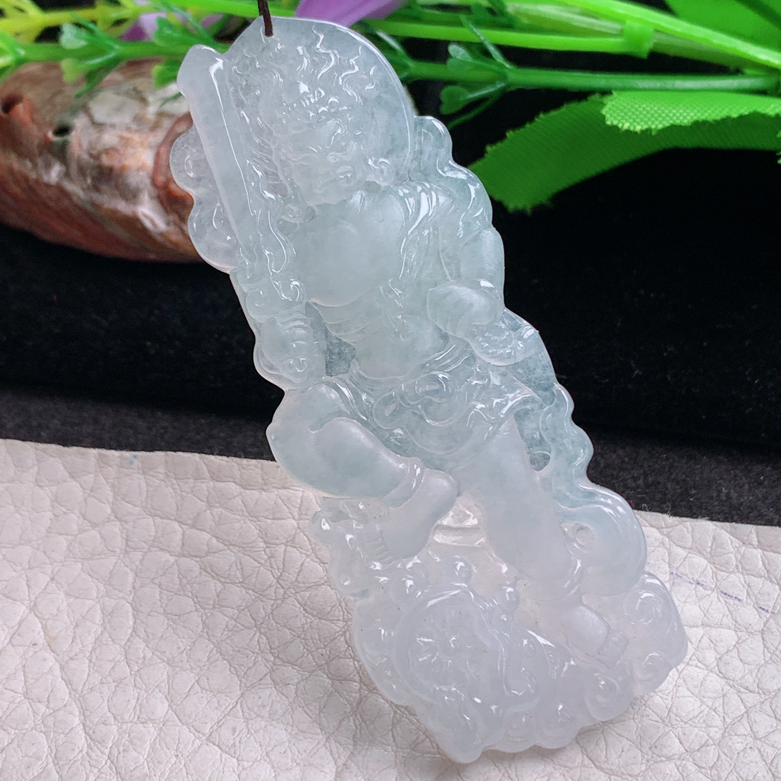 Ktj实拍71*28.2*5天然缅甸翡翠不动明王吊坠 生肖守护神玉坠