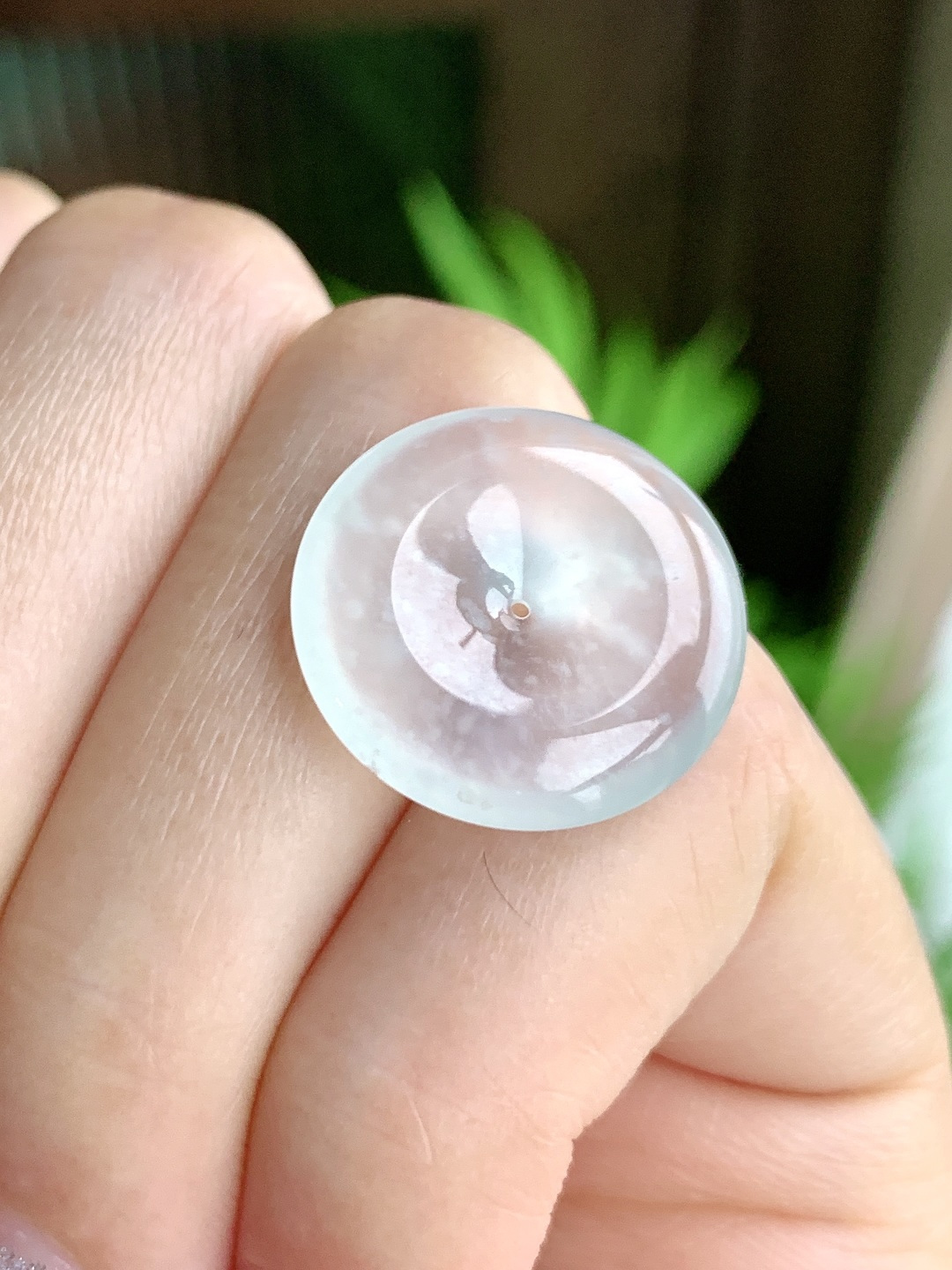 玻璃种木那雪花棉平安扣吊坠，性比高，意境美，尺寸18.7/3.6，编号2.8克