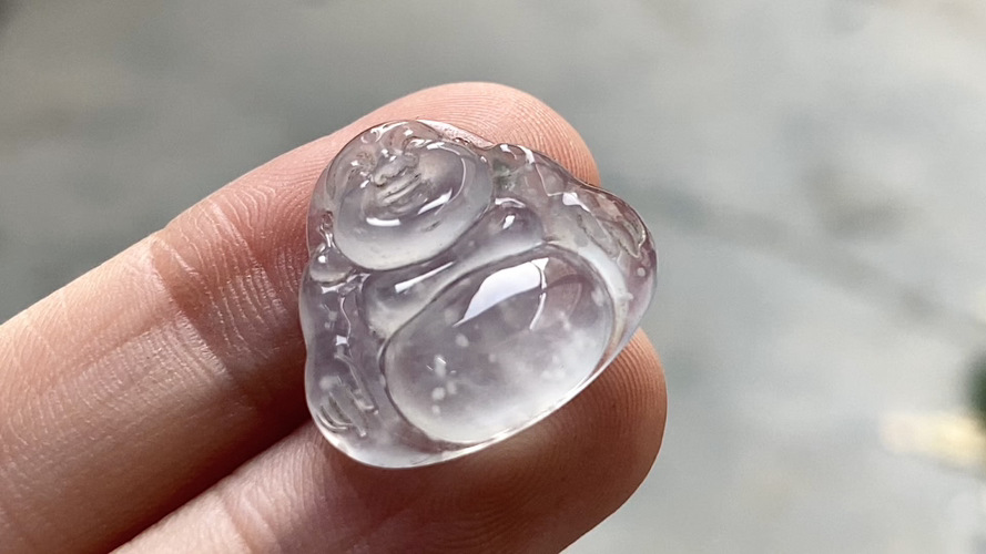 ️ 玻璃种雪花棉佛公，完整，19/17.5/5.2