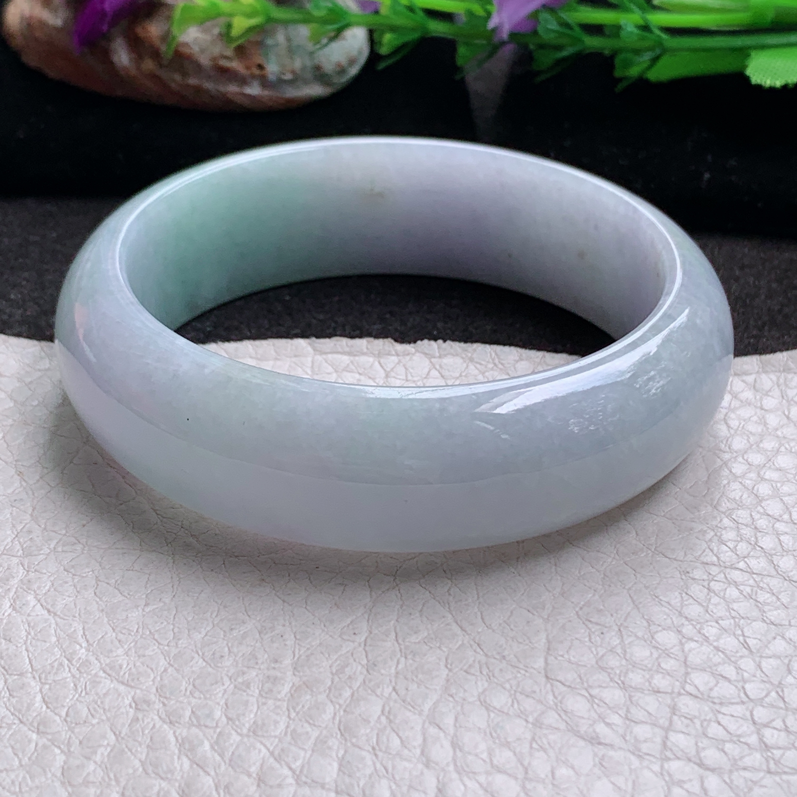 ee自然光58*18*8.2轮胎镯 缅甸翡翠a货玉手镯春带彩厚装玉手环 美人镯