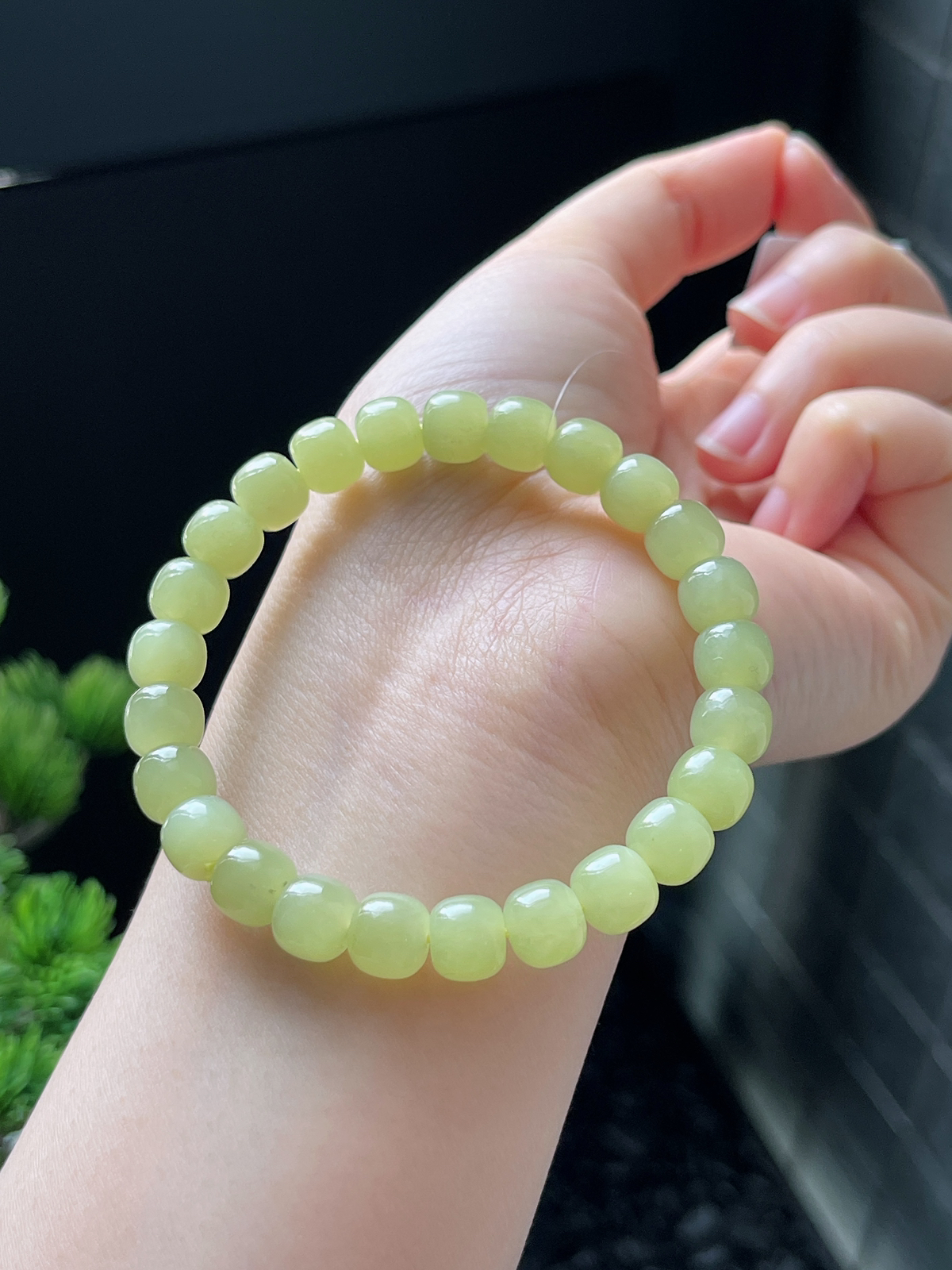 和田玉黄口算盘珠手串8mm