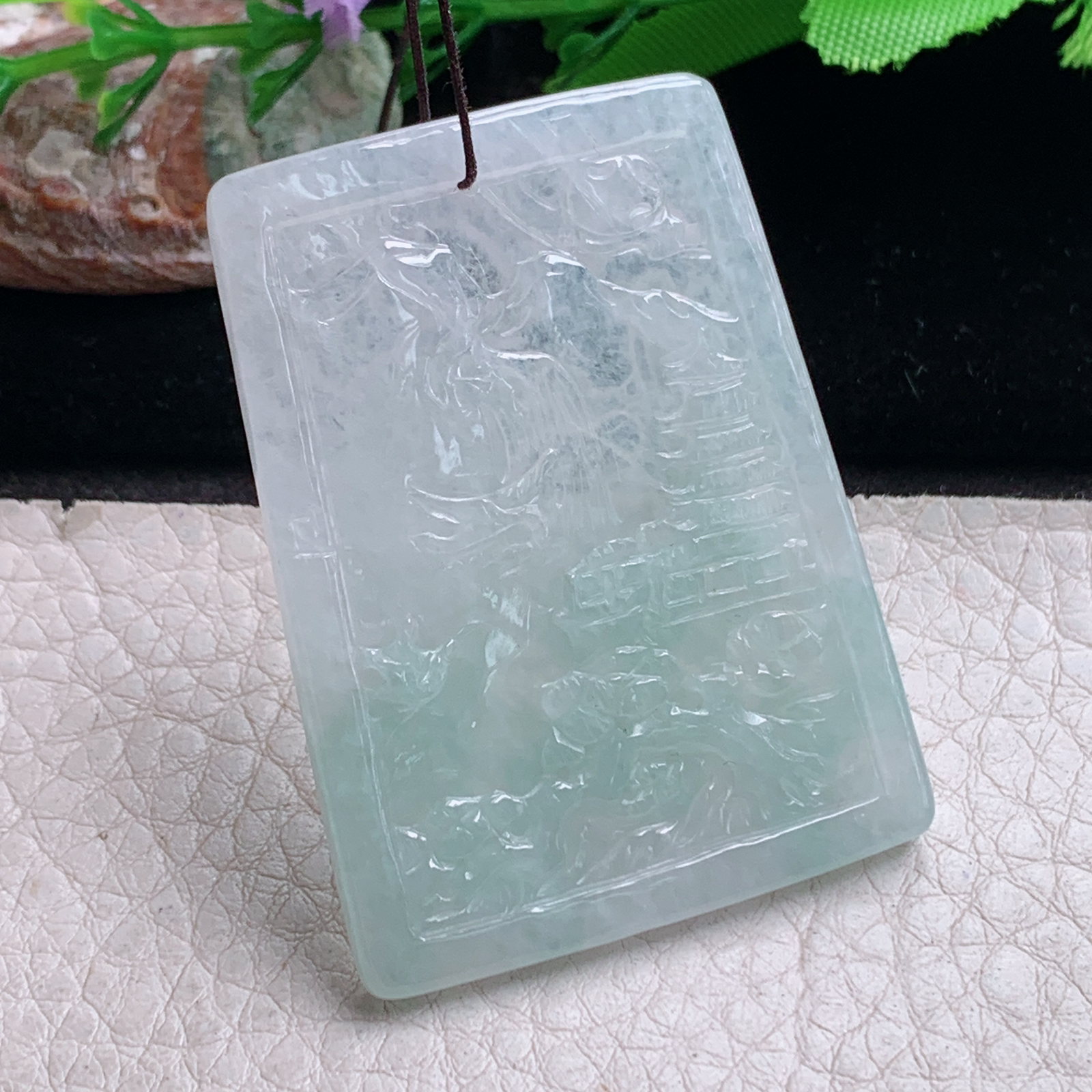 yj实拍49*36*4.5缅甸翡翠冰透生肖虎吊坠虎虎生威下山虎玉坠