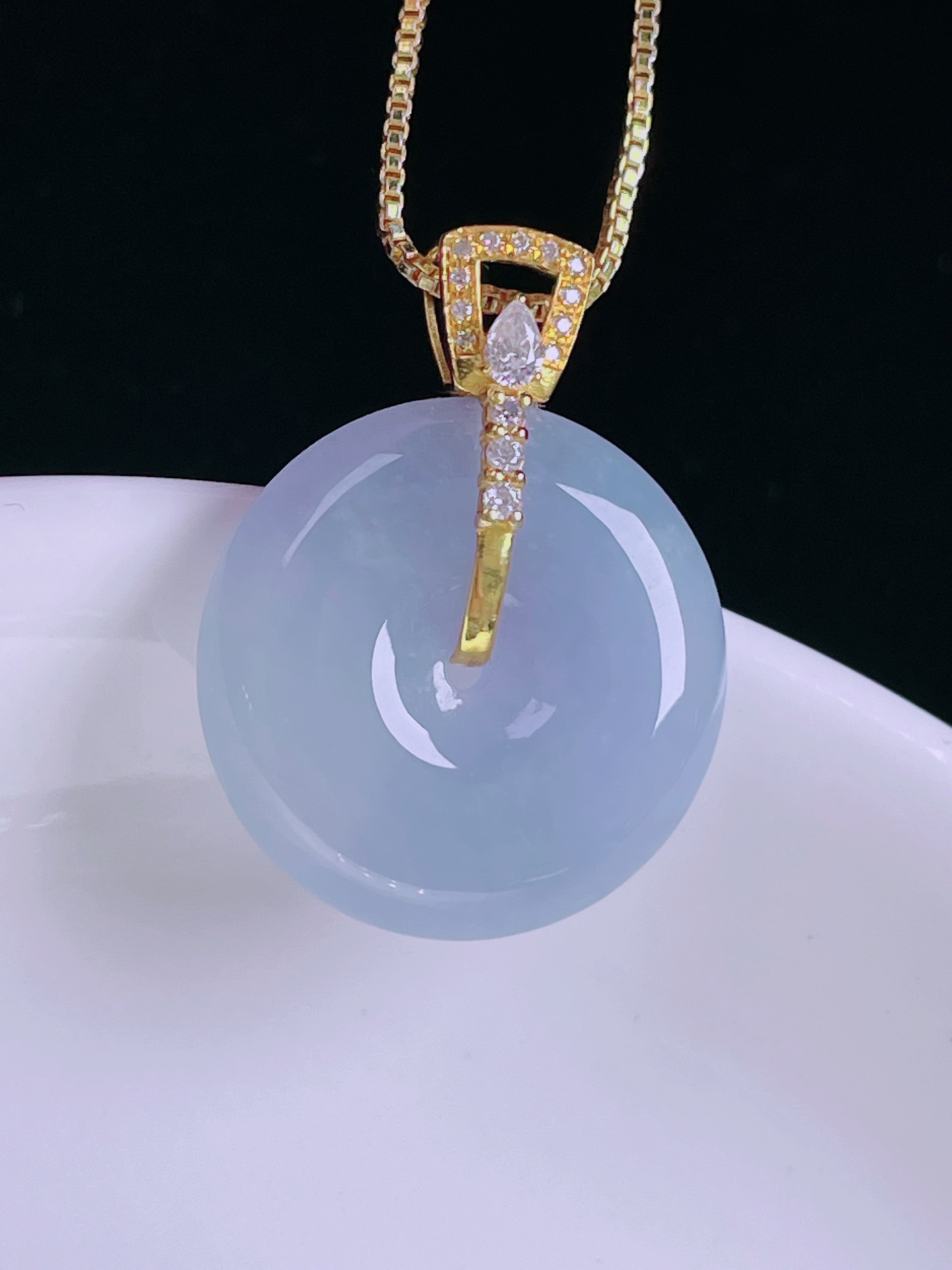 ️平安扣，老种起光，细底通透，尺寸24.6/18.8/4.6mm，0506