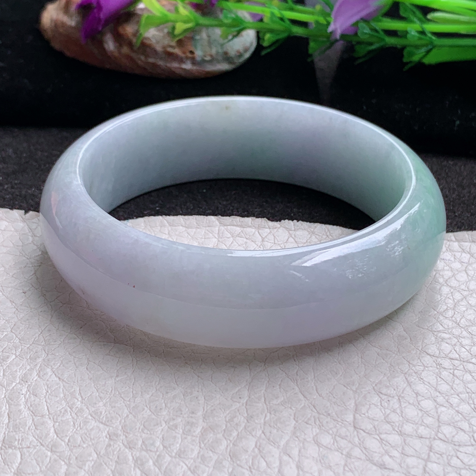 ee自然光58*18*8.2轮胎镯 缅甸翡翠a货玉手镯春带彩厚装玉手环 美人镯