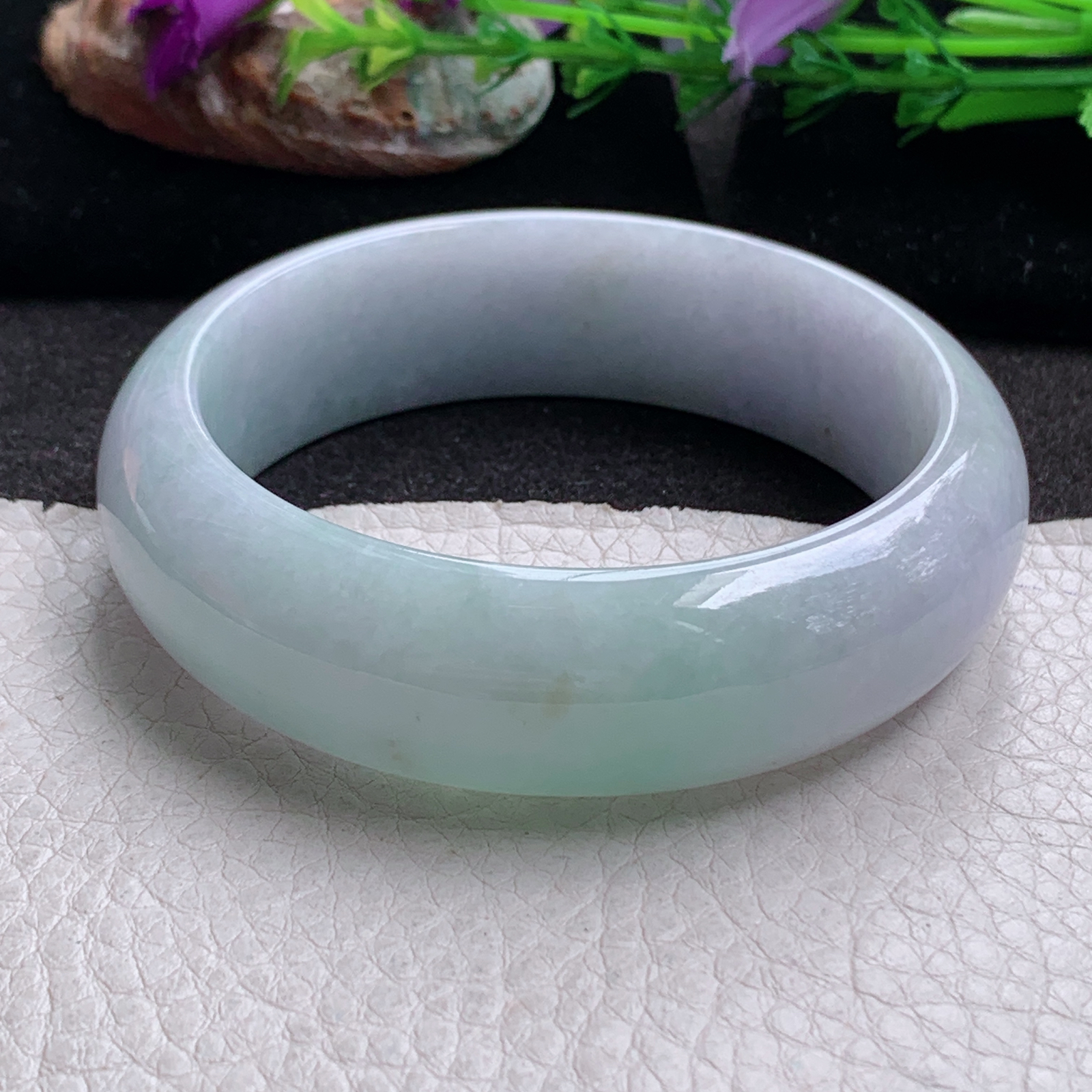 ee自然光58*18*8.2轮胎镯 缅甸翡翠a货玉手镯春带彩厚装玉手环 美人镯