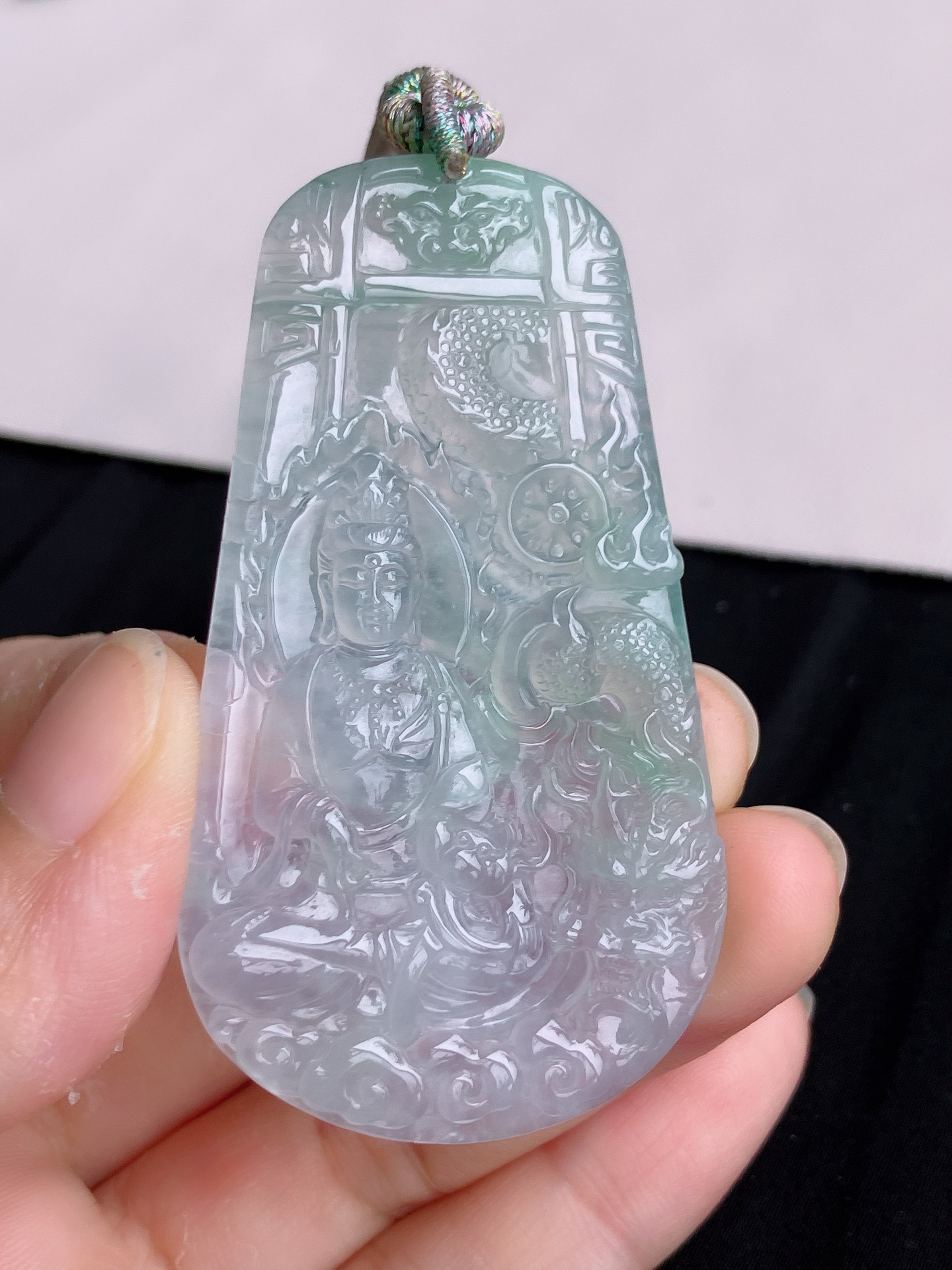 ️，冰透乘龙观音，晶莹剔透，尺寸65/37/5.6，自然光实拍