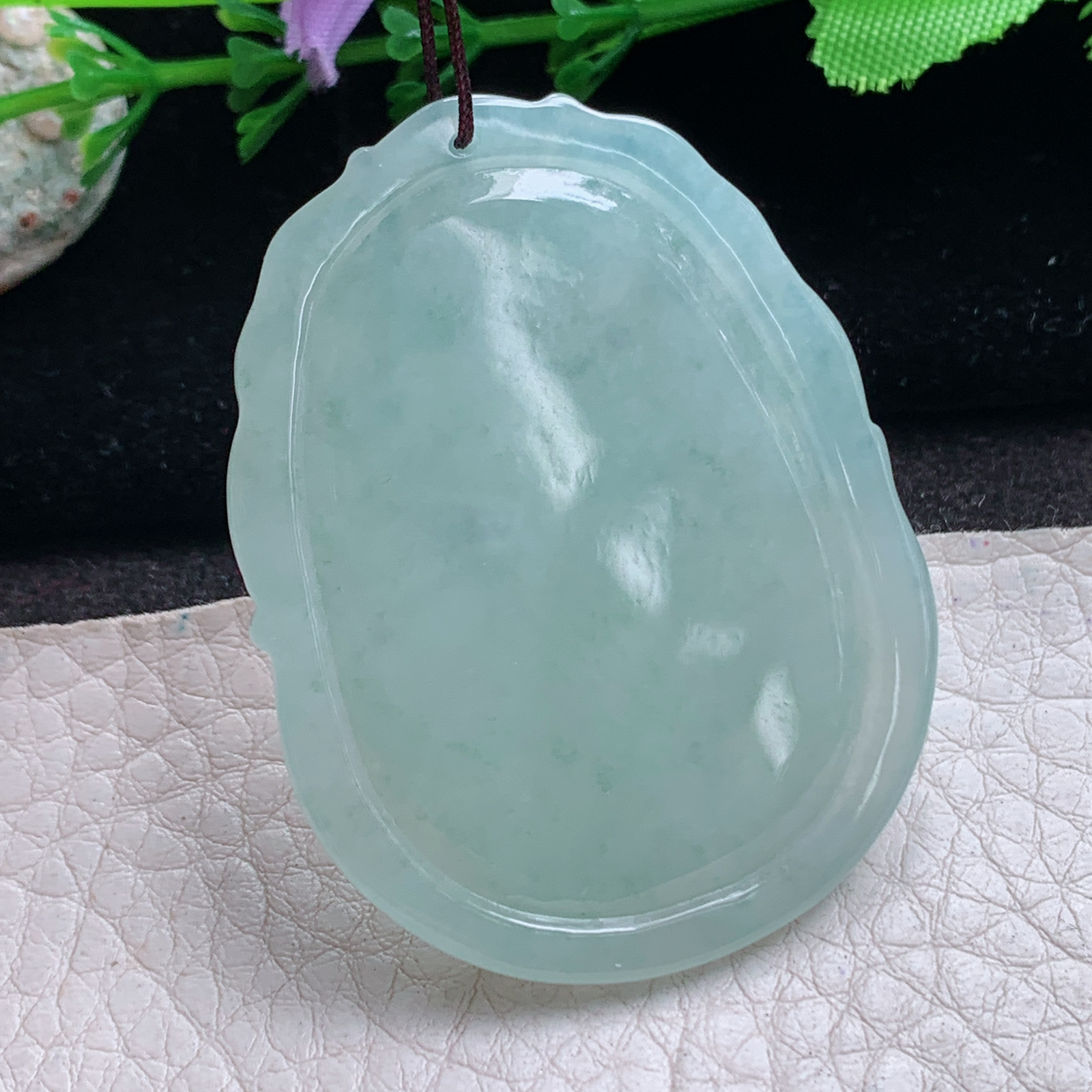 kh实拍50*38.5*6缅甸翡翠冰透晴水麒麟送瑞吊坠吉祥瑞兽