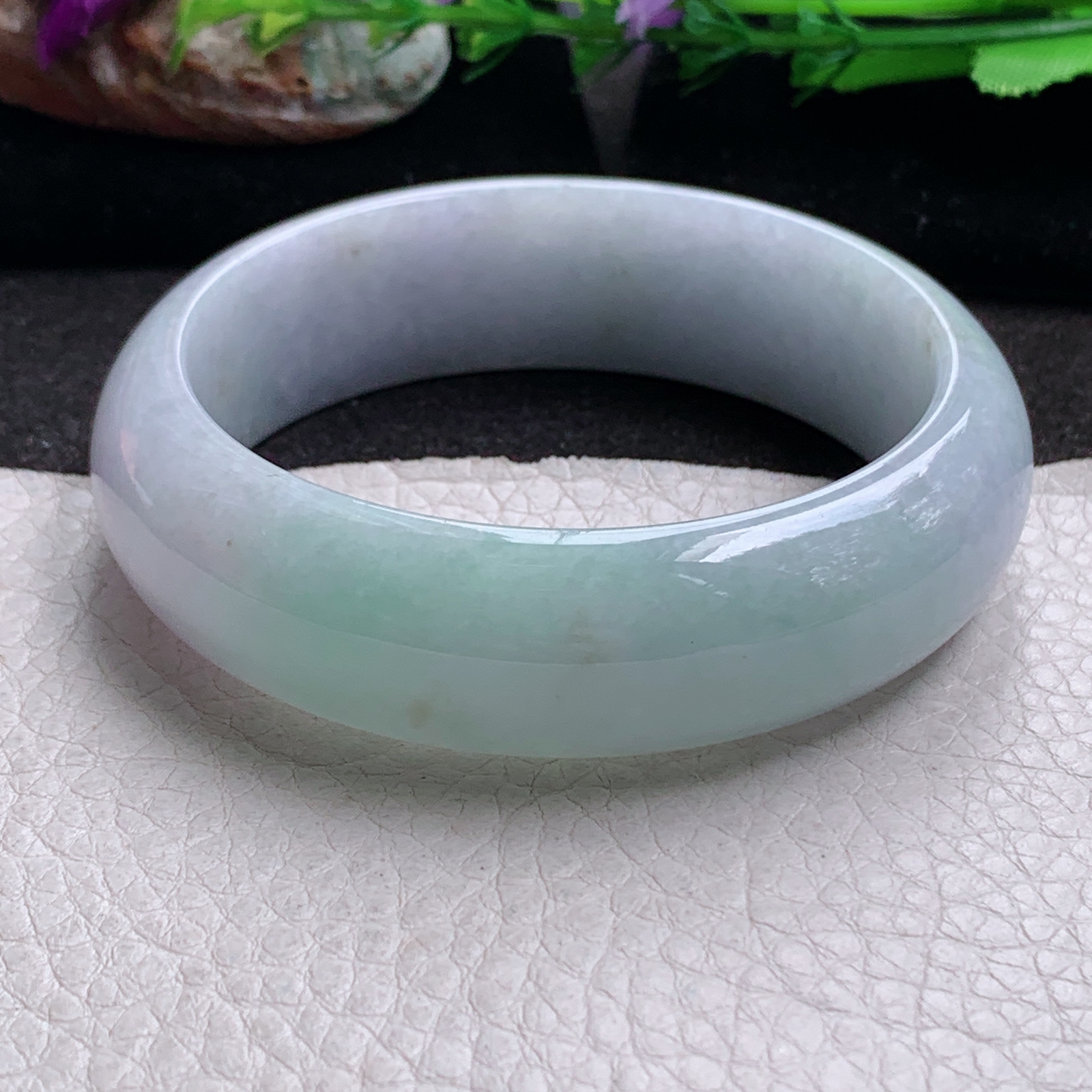 ee自然光58*18*8.2轮胎镯 缅甸翡翠a货玉手镯春带彩厚装玉手环 美人镯