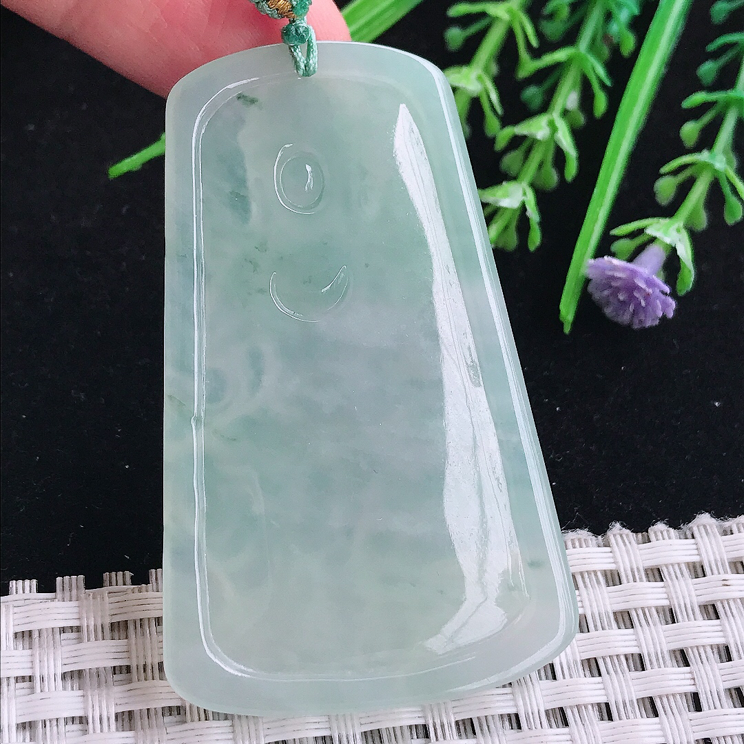 实拍A货翡翠58.8/36.2/6老坑冰胶果冻冰晴普贤菩萨吊坠翡翠玉挂件