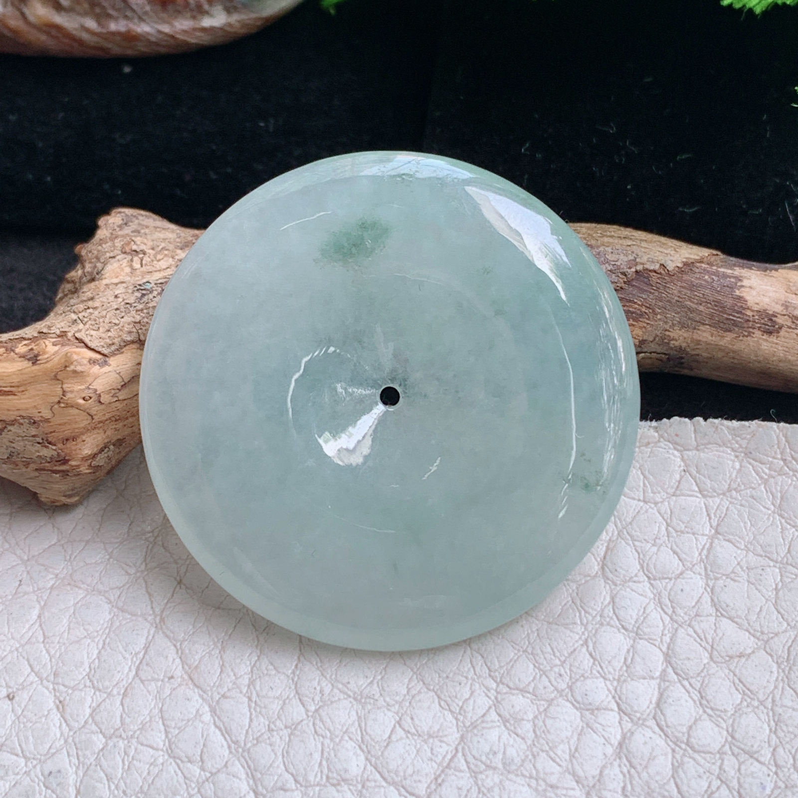 zen实拍36 5.8缅甸翡翠冰润白月光飘花平安扣玉坠