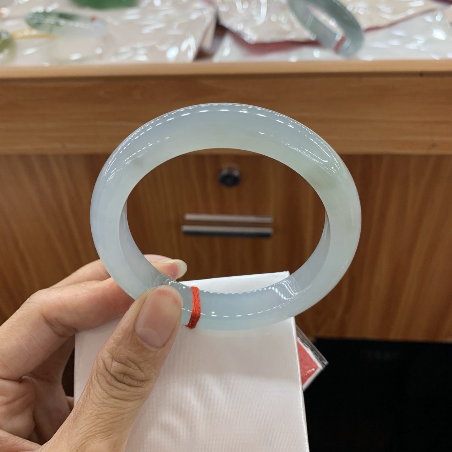 050631JM，冰种蓝正圈翡翠手镯，59.1/12.4/9