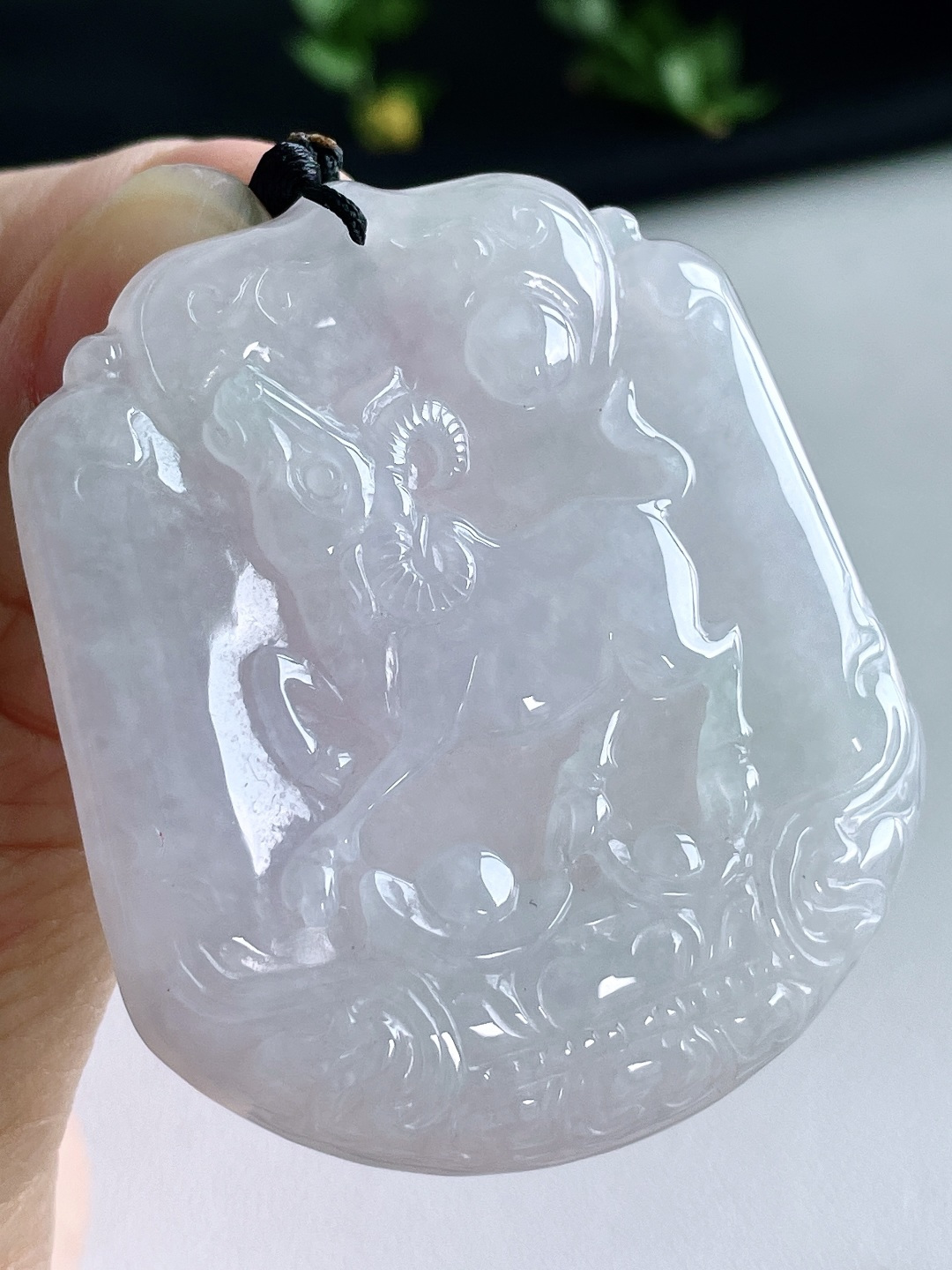 白冰生肖羊牌吊坠，缅甸，无裂，性比高，尺寸51/45.2/5.5，重量24.8克
