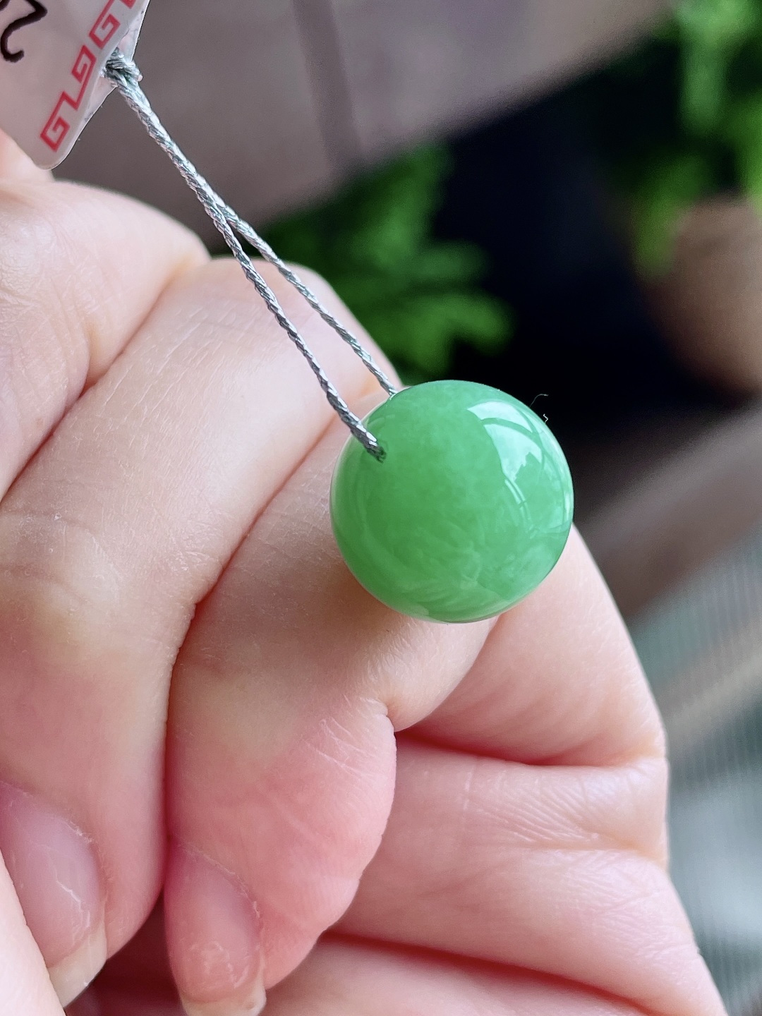 冰阳绿珠子圆珠珠子吊坠，缅甸，性比高，尺寸13mm，重量4.2克