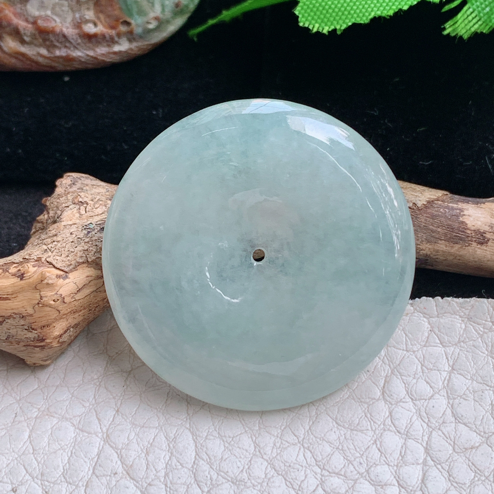 zen实拍36 5.8缅甸翡翠冰润白月光飘花平安扣玉坠