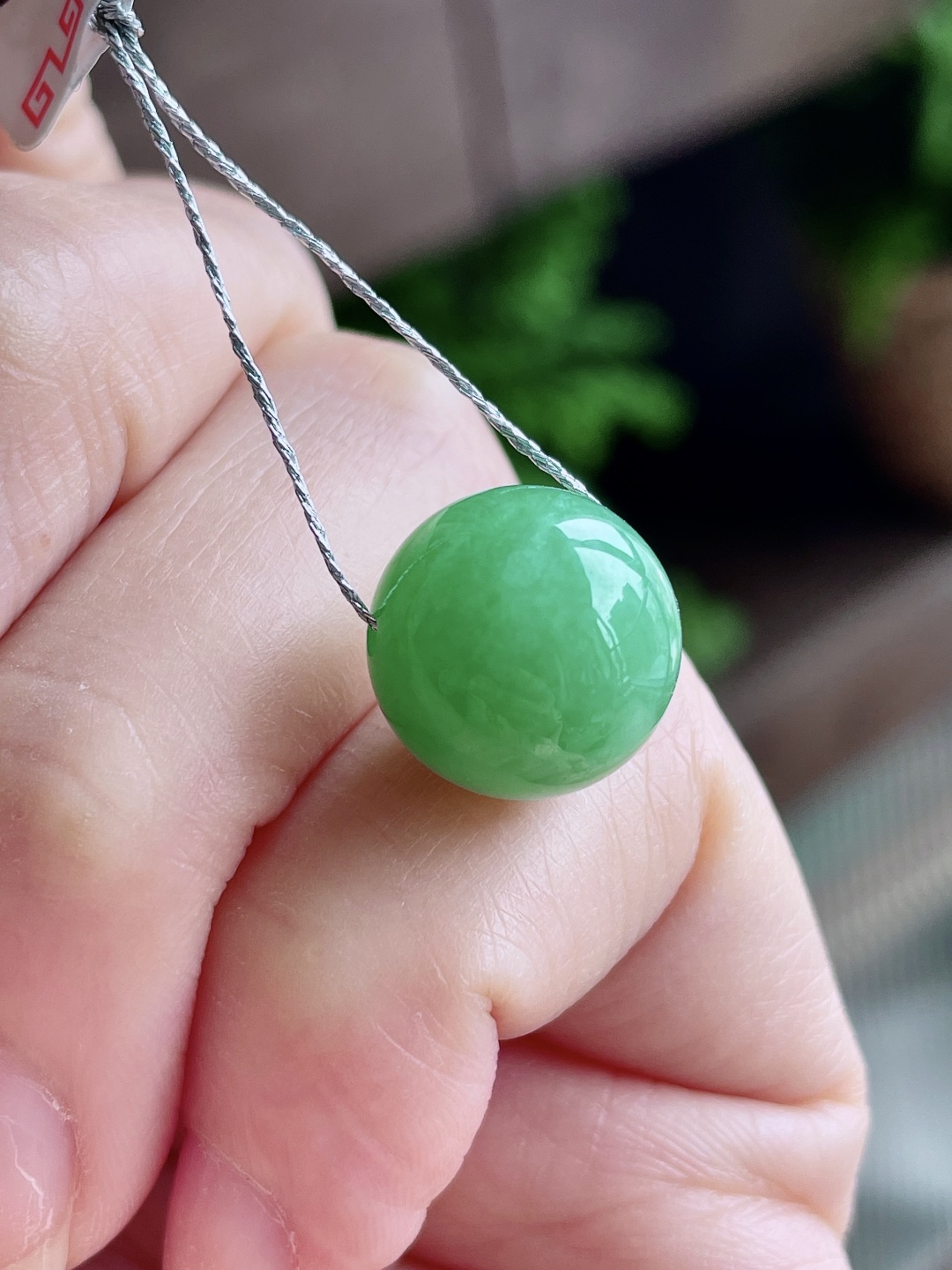 冰阳绿珠子圆珠珠子吊坠，缅甸，性比高，尺寸13mm，重量4.2克