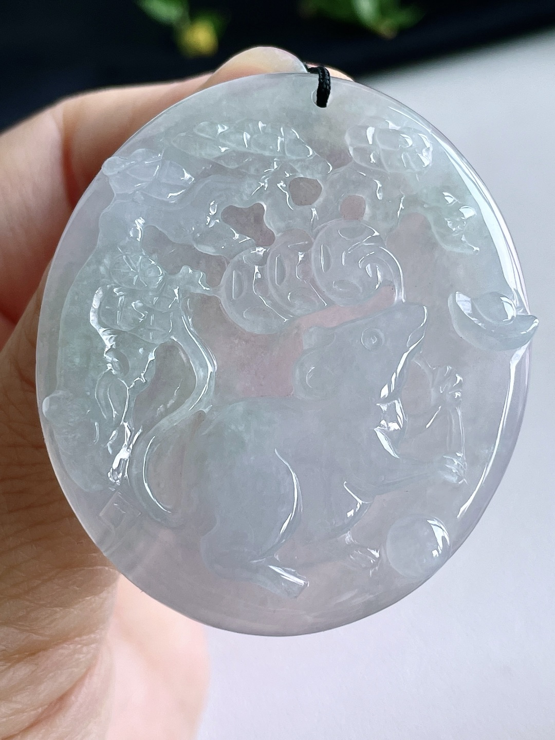 冰晴水生肖鼠牌吊坠，缅甸，无裂，性比高，尺寸49/42.5/5.4，重量20克