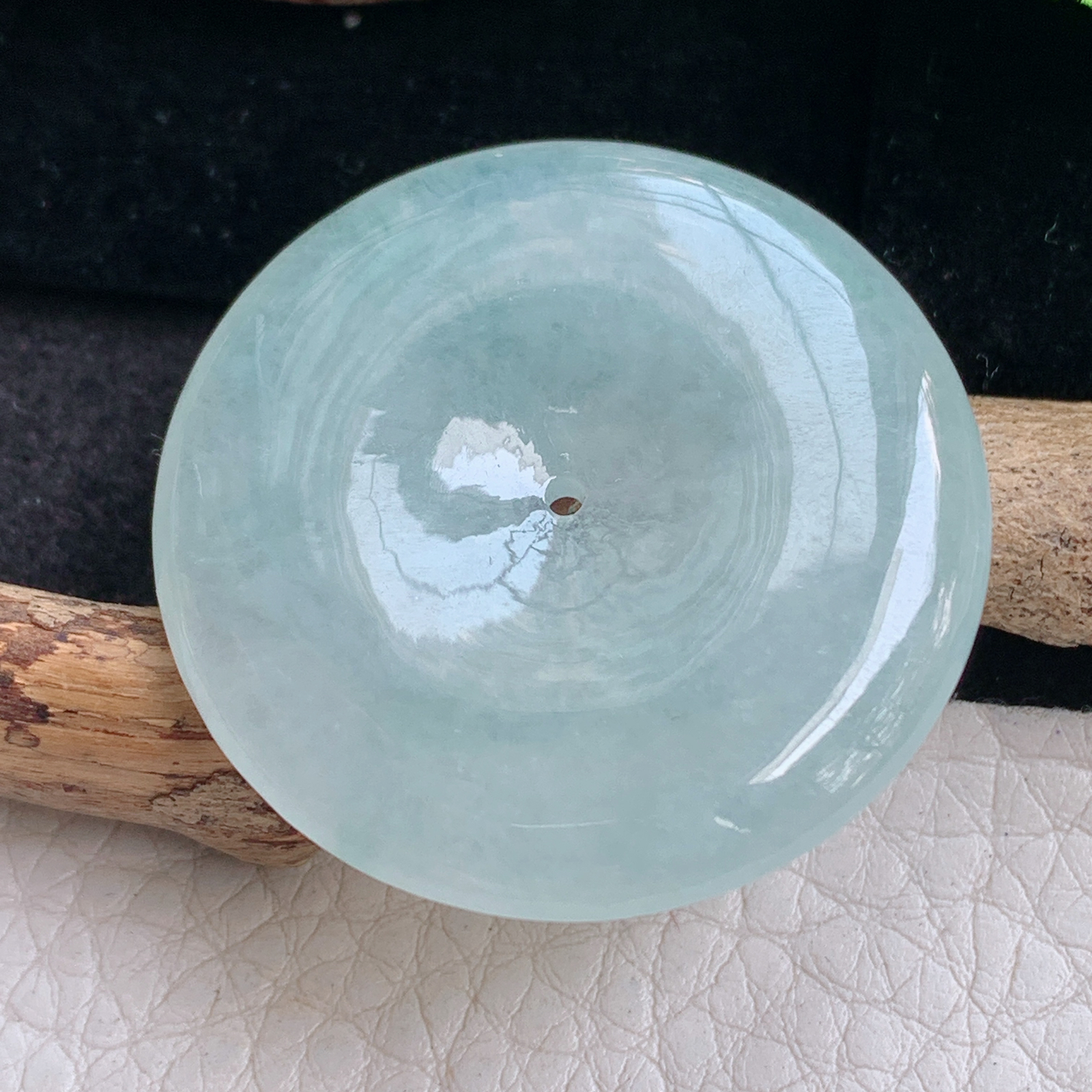 zen实拍36 5.8缅甸翡翠冰润白月光飘花平安扣玉坠
